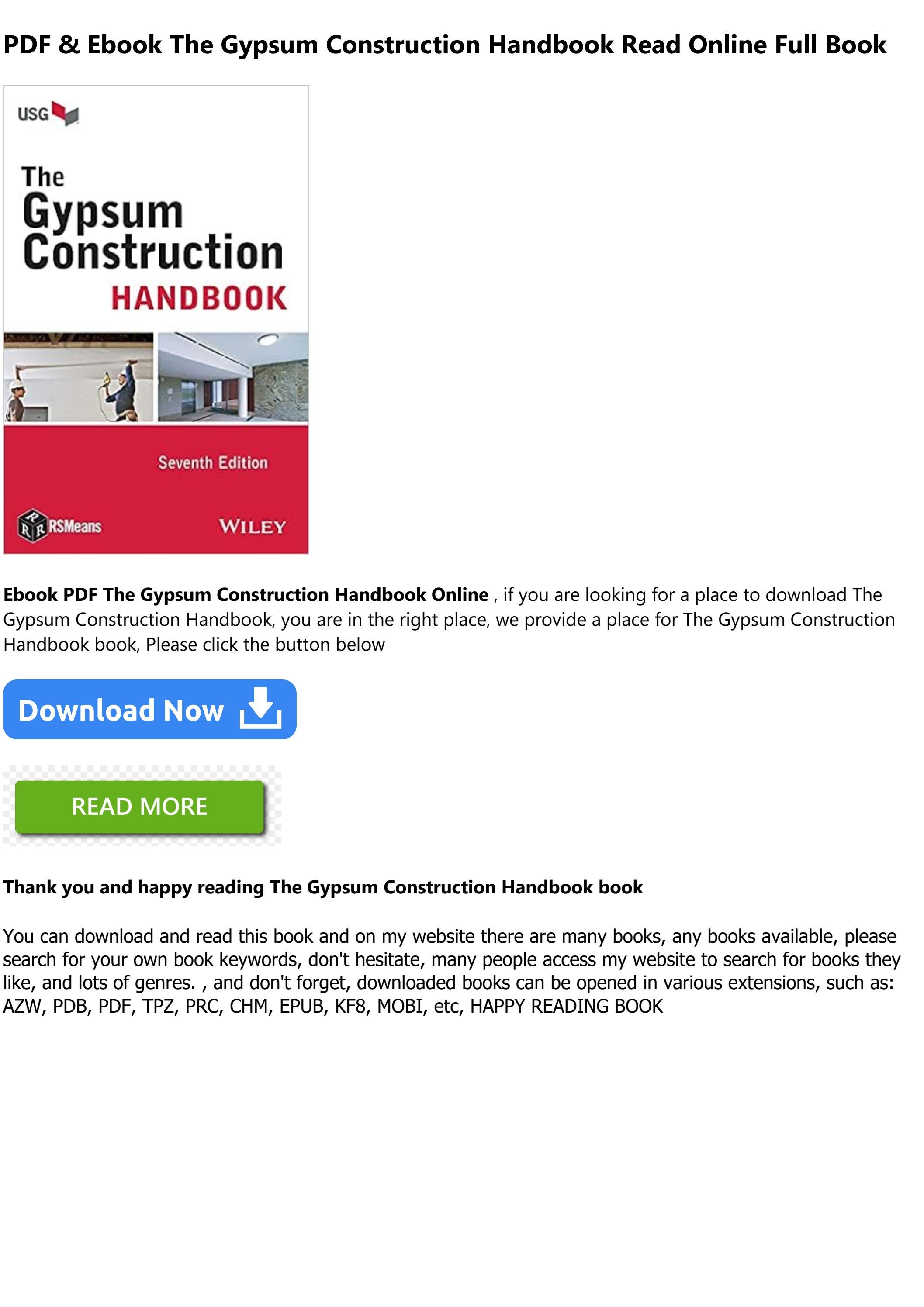 EBOOK [P.D.F] The Gypsum Construction Handbook Full PDF Online by