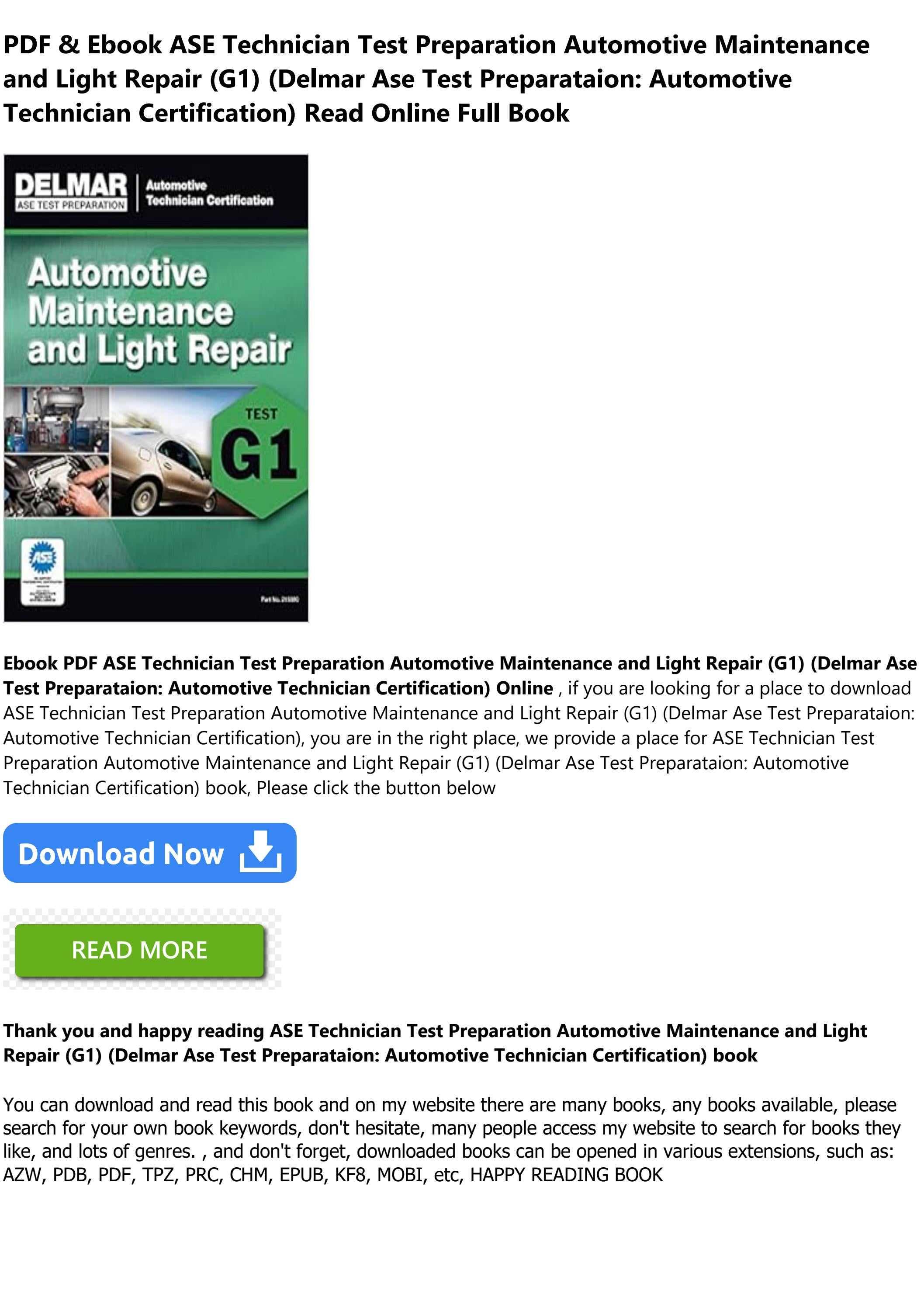 Download eBook ASE Technician Test Preparation Automotive Maintenance