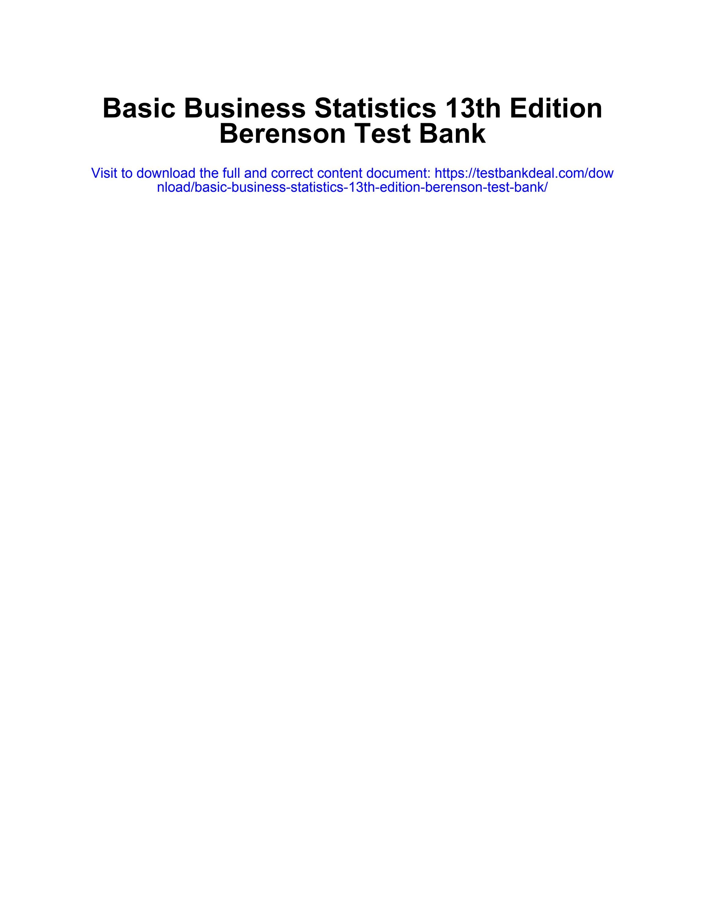 Download_basic business statistics 13th edition berenson test bank by ...