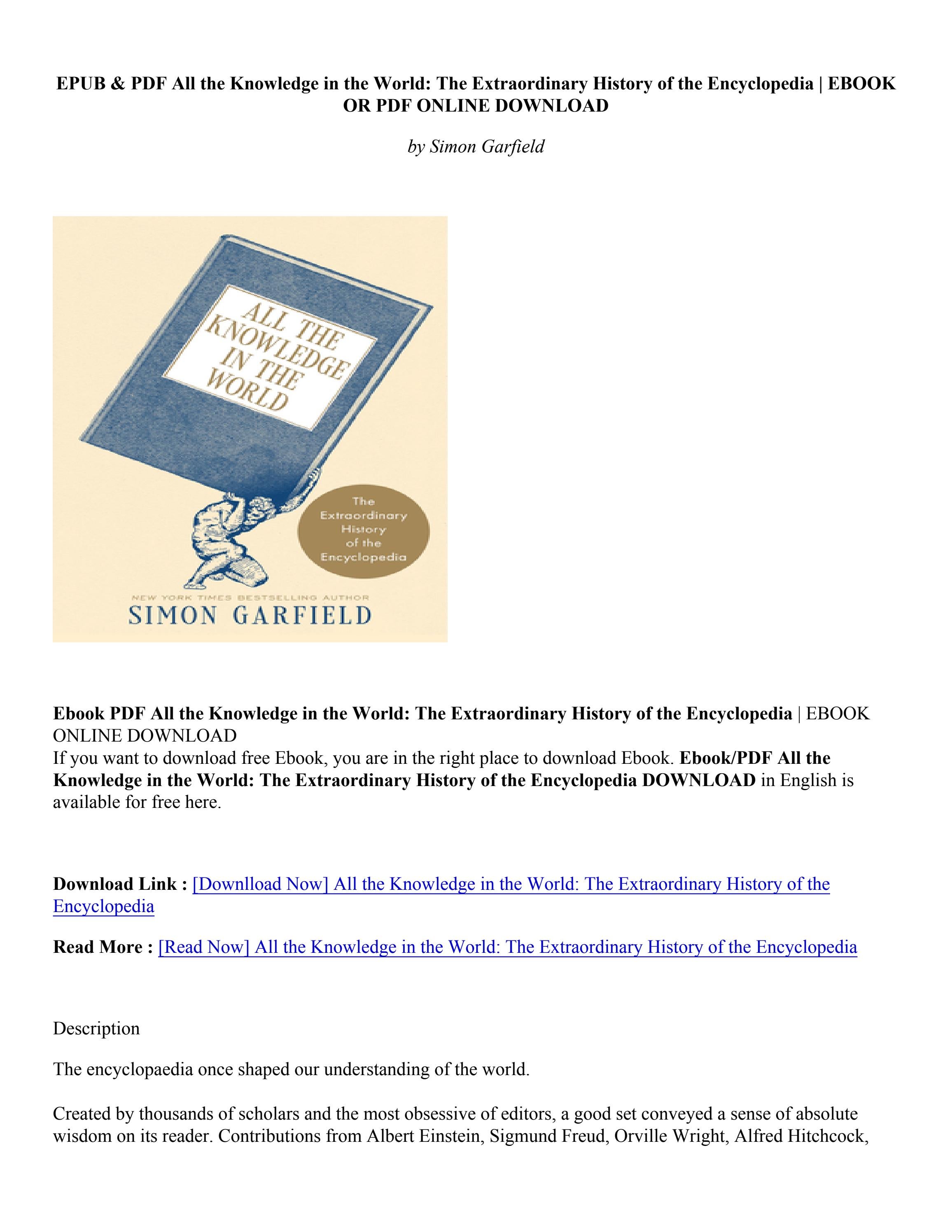 (PDF) Download All the Knowledge in the World The Extraordinary