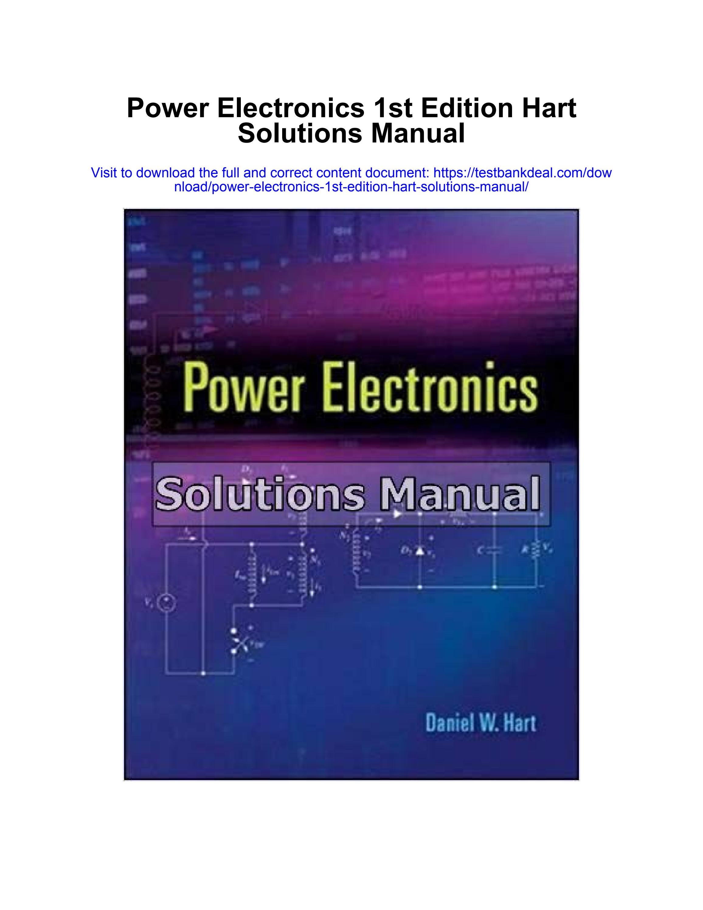 Power electronics 1st edition hart solutions manual by kimiko