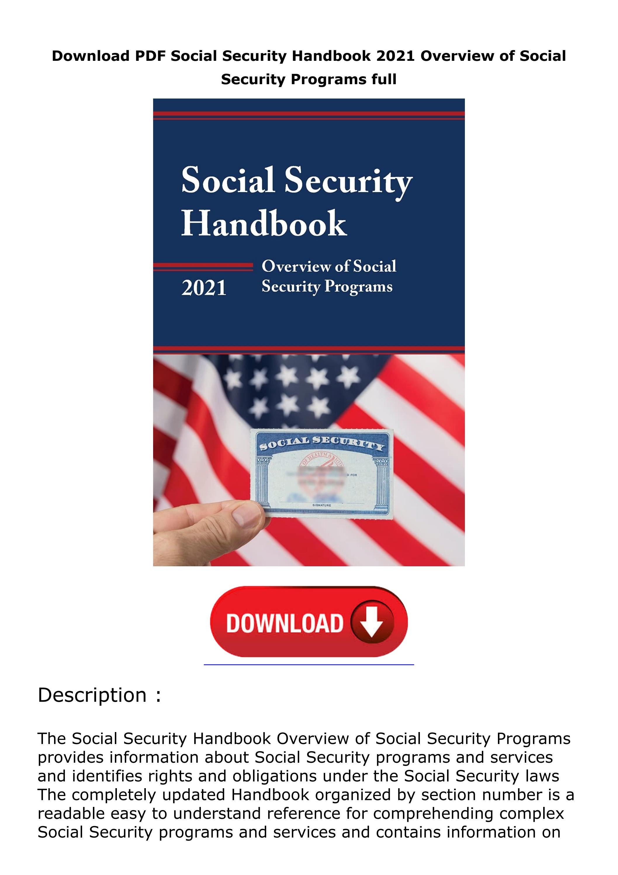Download⚡PDF Social Security Handbook 2021 Overview of Social Security