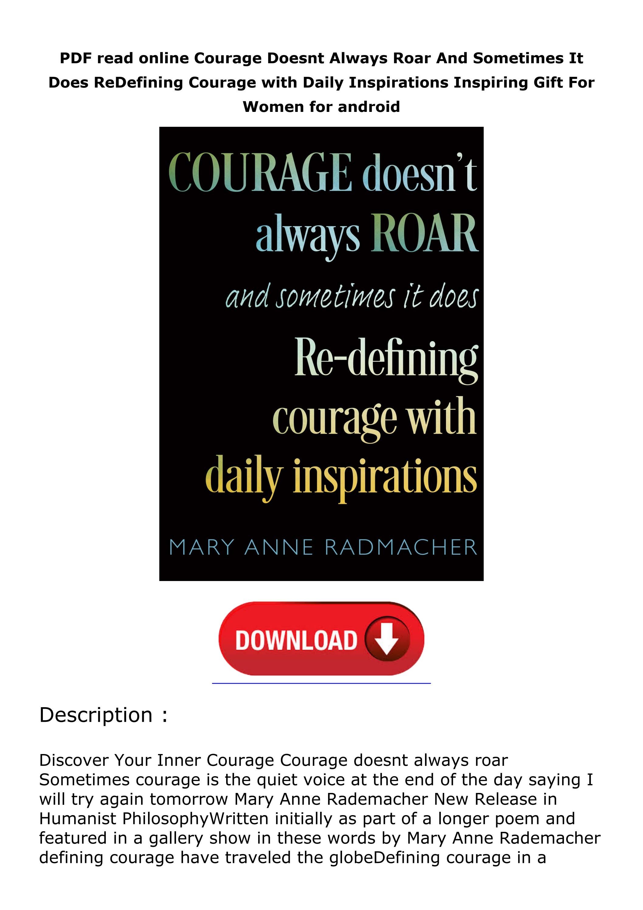 [READ]⚡PDF Courage Doesnt Always Roar And Sometimes It Does ReDefining ...