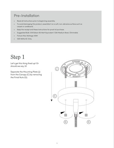 nathanjameshome 灯饰目录 · Leigh 吊灯 Instruction Sheet 第 5 页