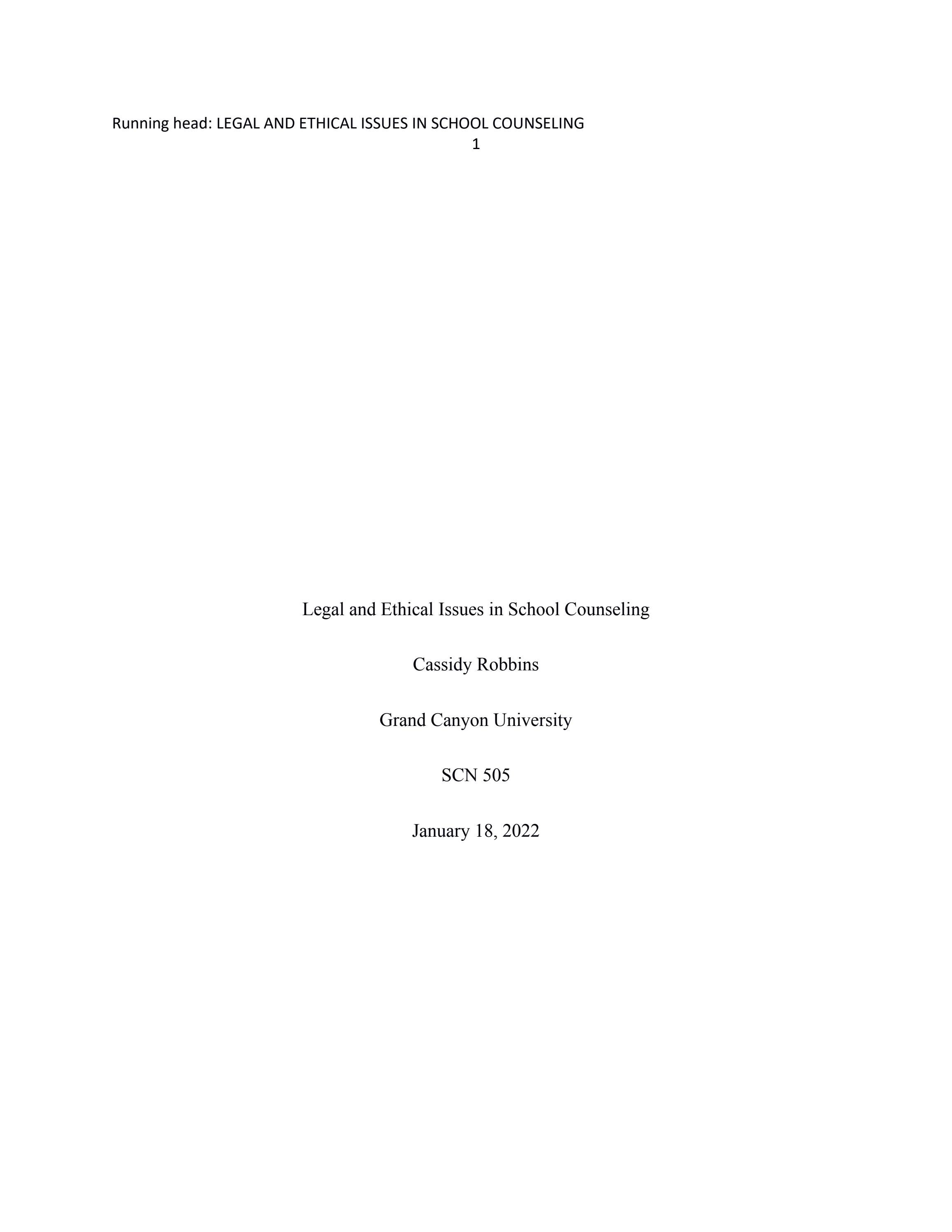 Legal And Ethical Issues In School Counseling By Robbinscassidy Issuu