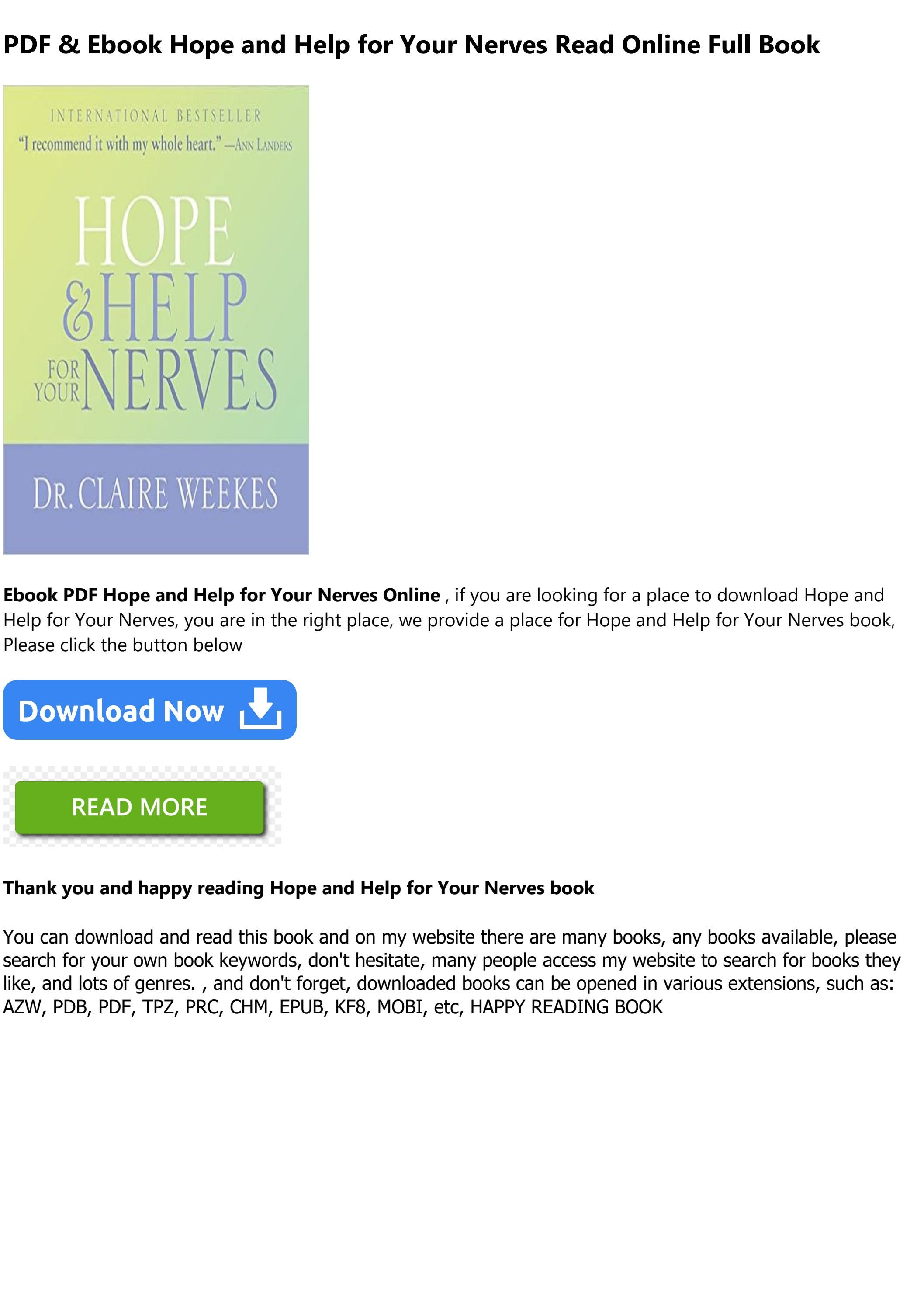  free download hope and help for your nerves full pdf by