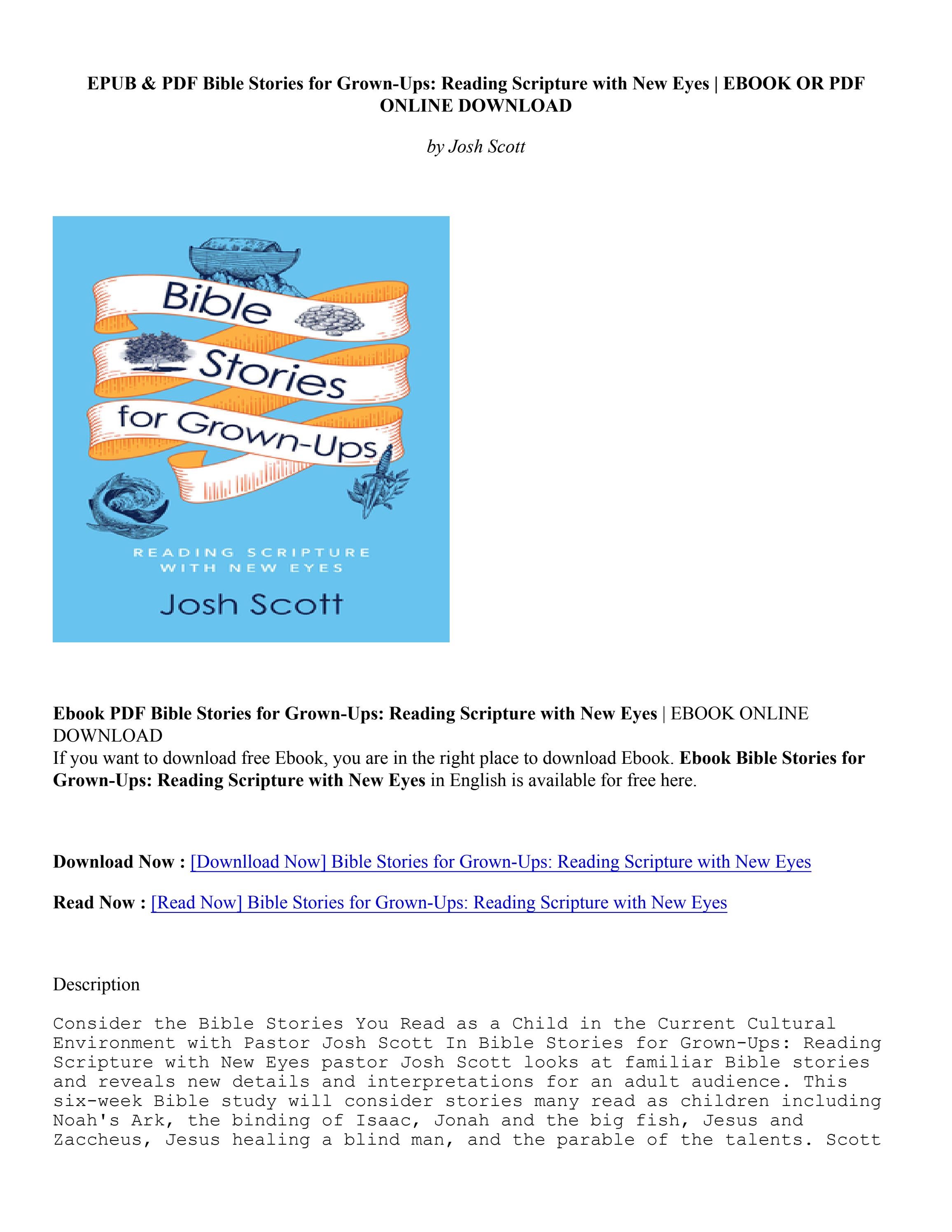 [PDF Download] Bible Stories for GrownUps Reading Scripture with New