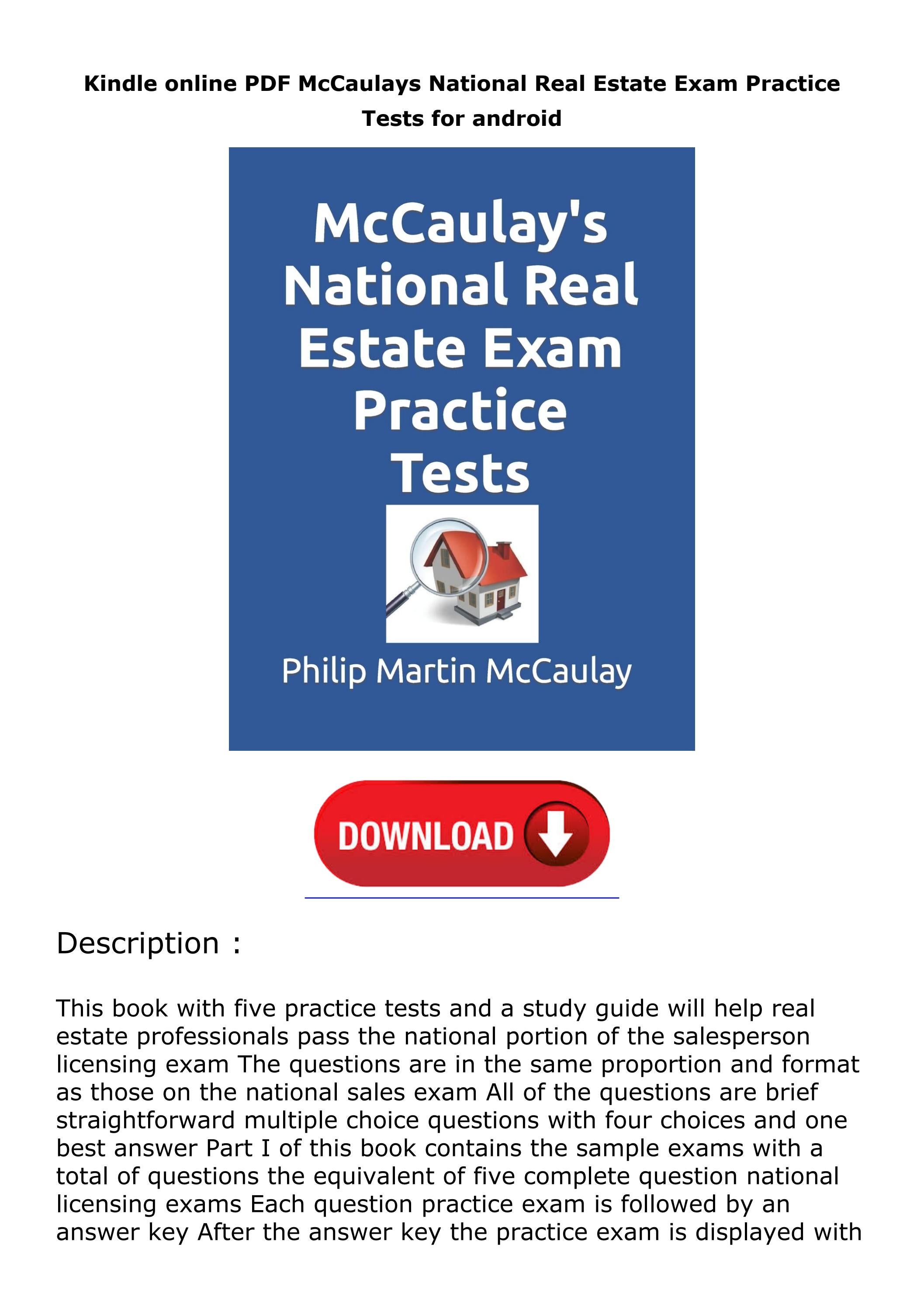 Download⚡PDF McCaulays National Real Estate Exam Practice Tests for