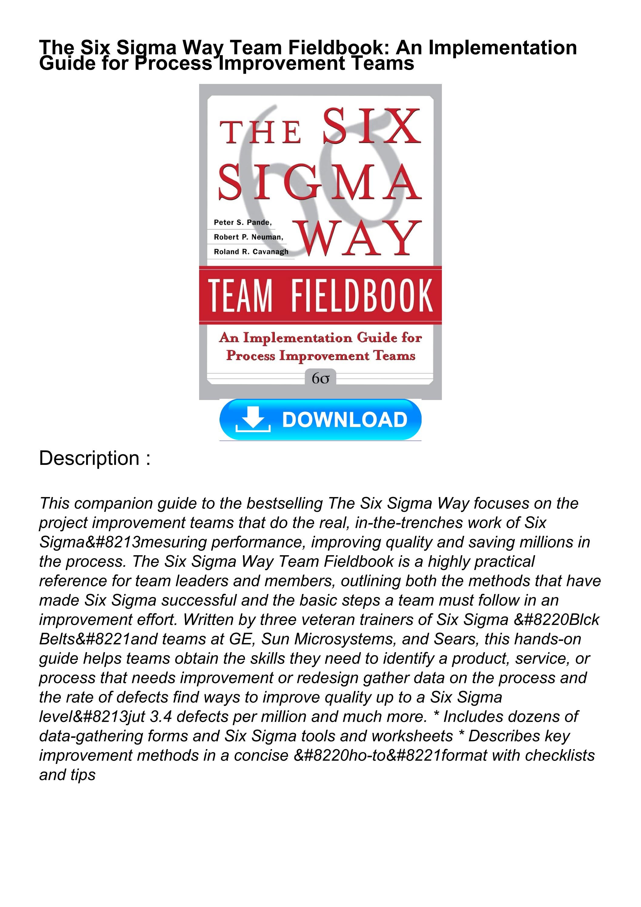 [⚡PDF] Download⭐ The Six Sigma Way Team Fieldbook: An Implementation Guide for Process by ...