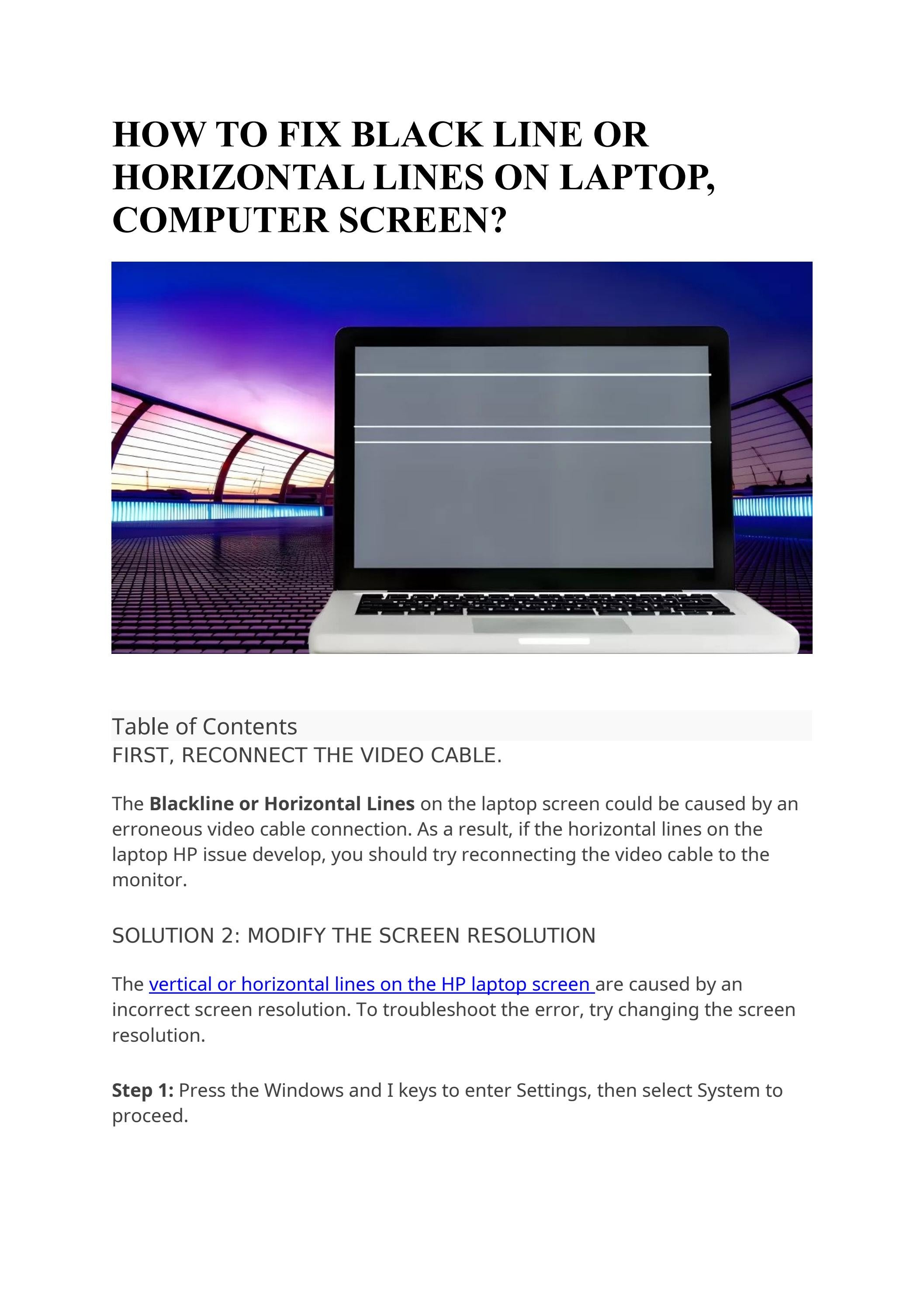 HOW TO FIX BLACK LINE OR HORIZONTAL LINES ON LAPTOP, COMPUTER SCREEN