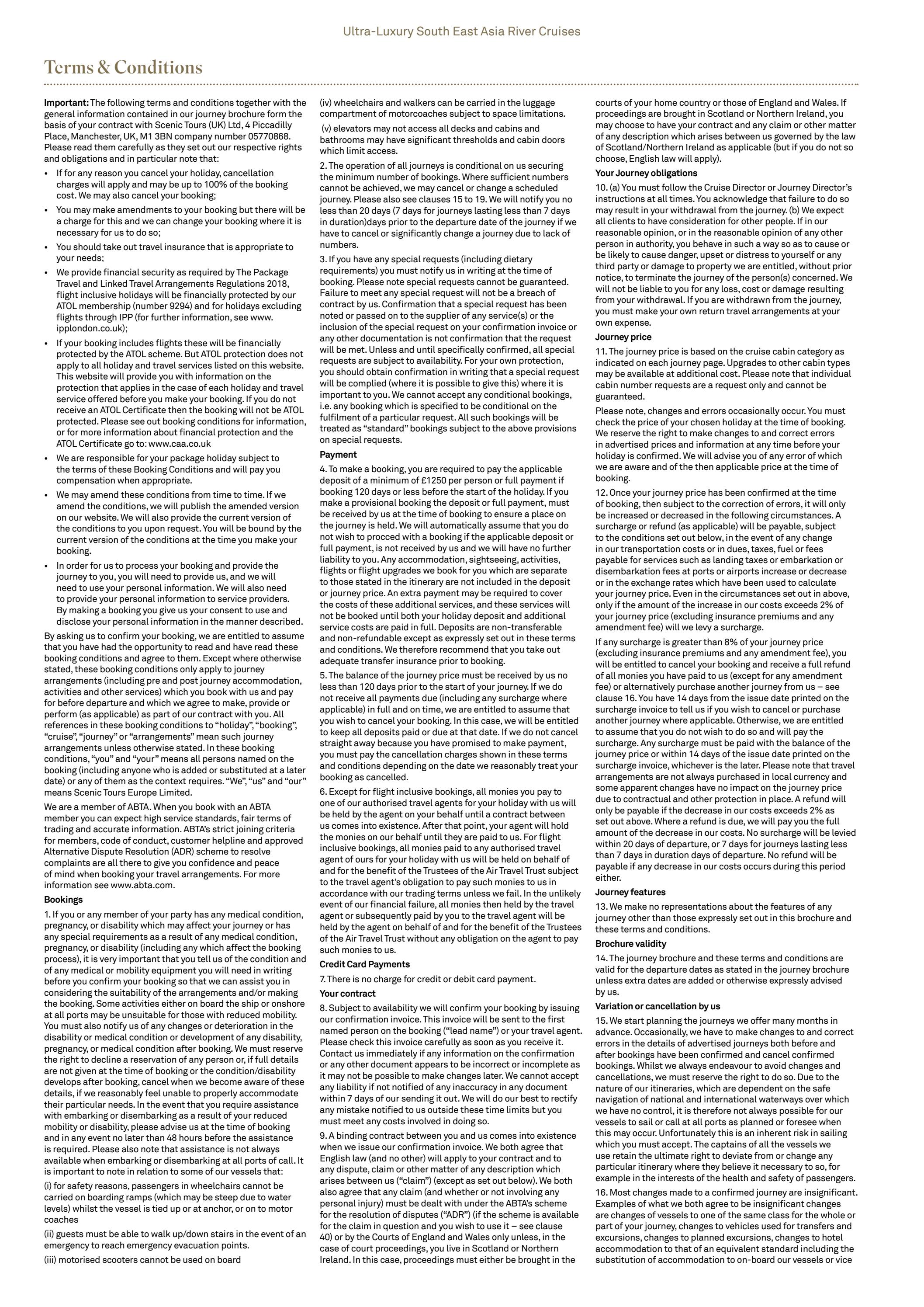 2024 & 2025 Vietnam, Cambodia & Mekong River Cruises Booking Conditions