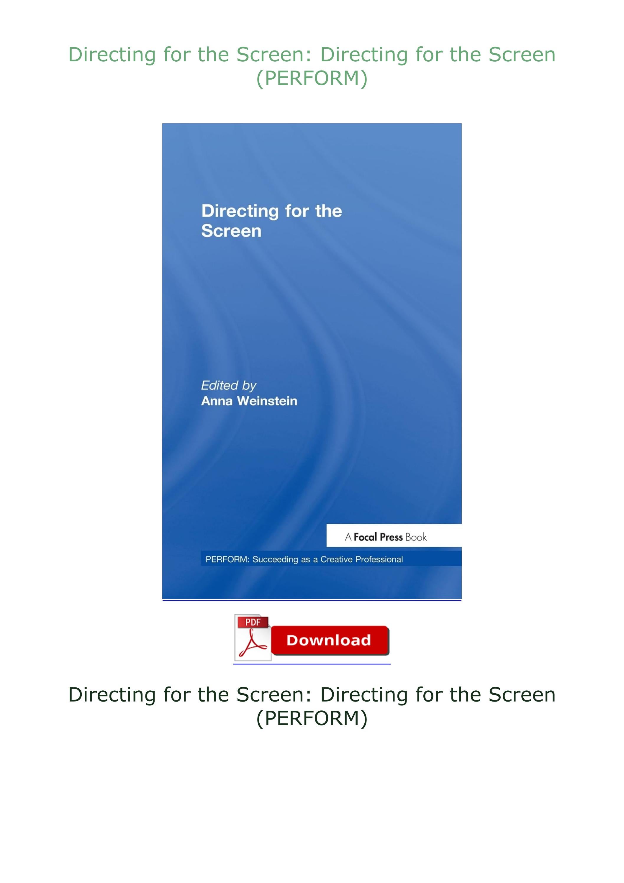 Read ebook [ PDF] Directing for the Screen Directing for the Screen