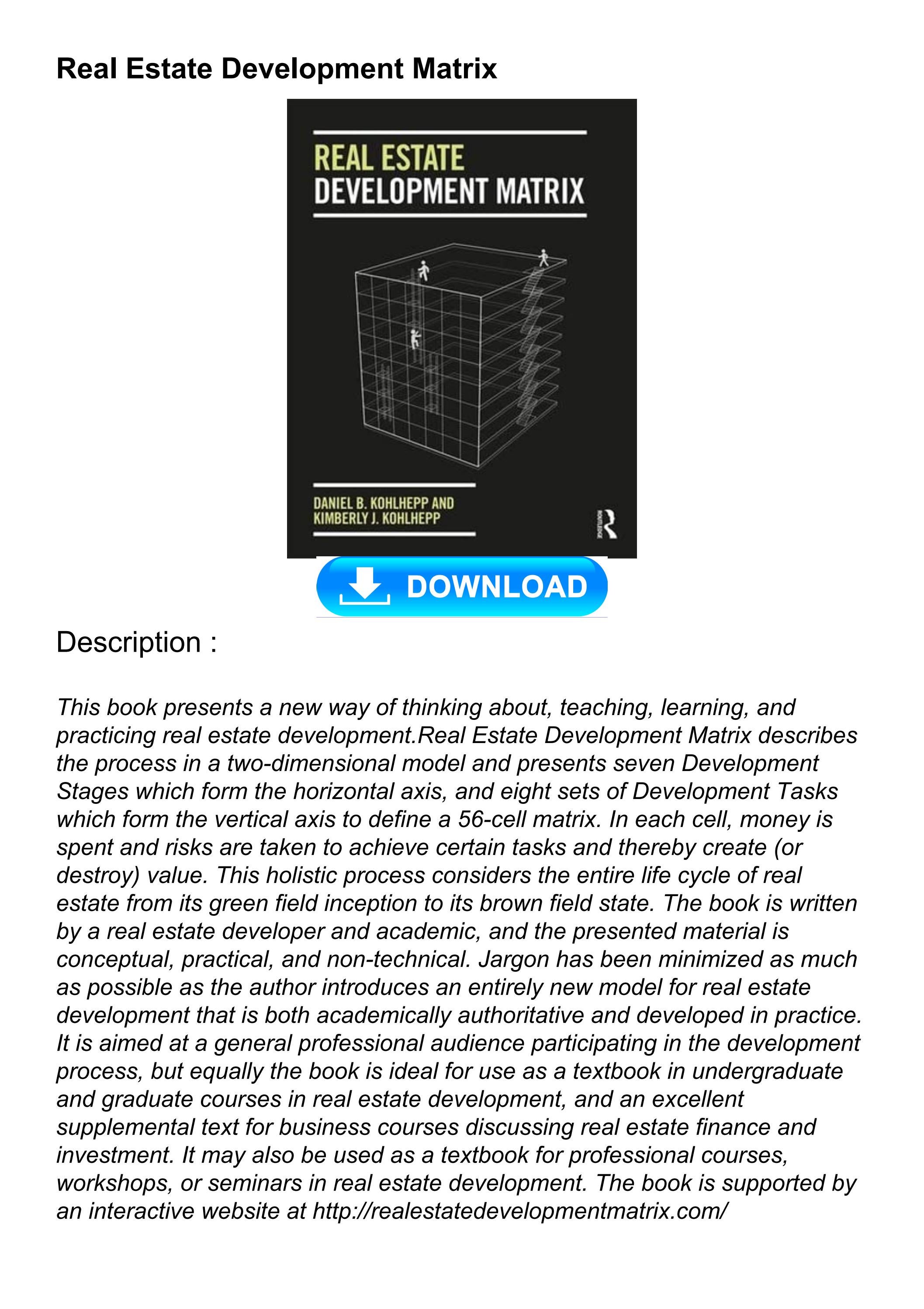 [⚡PDF] Download⭐ Real Estate Development Matrix by embtdewispelaeree