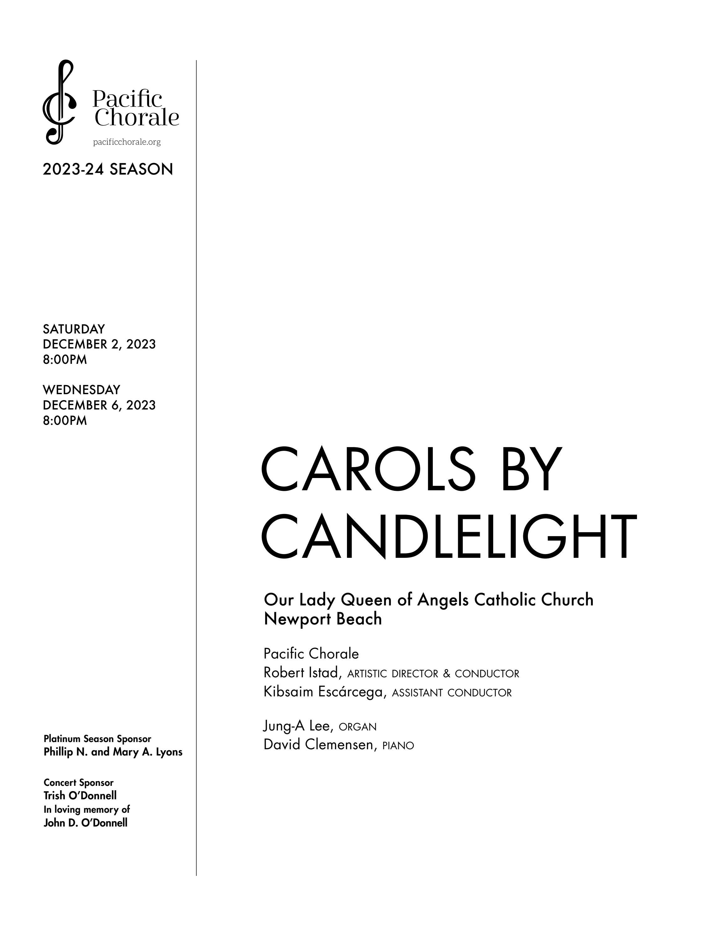 Carols by Candlelight 2023 Program by Pacific Chorale Issuu