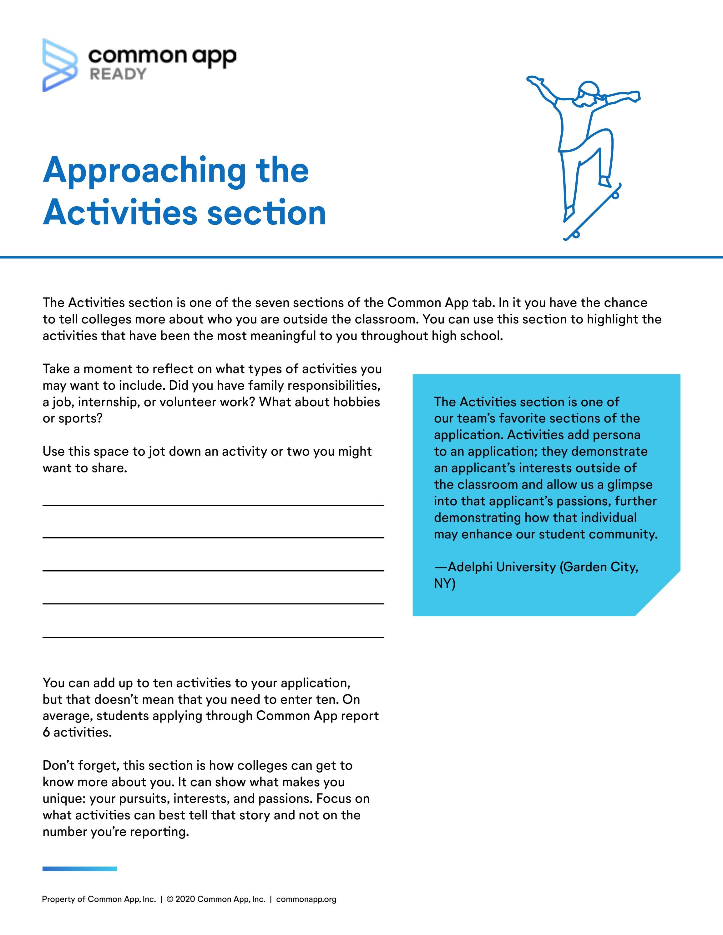 Approaching the Activities Section Common App by Geoff Decker Issuu