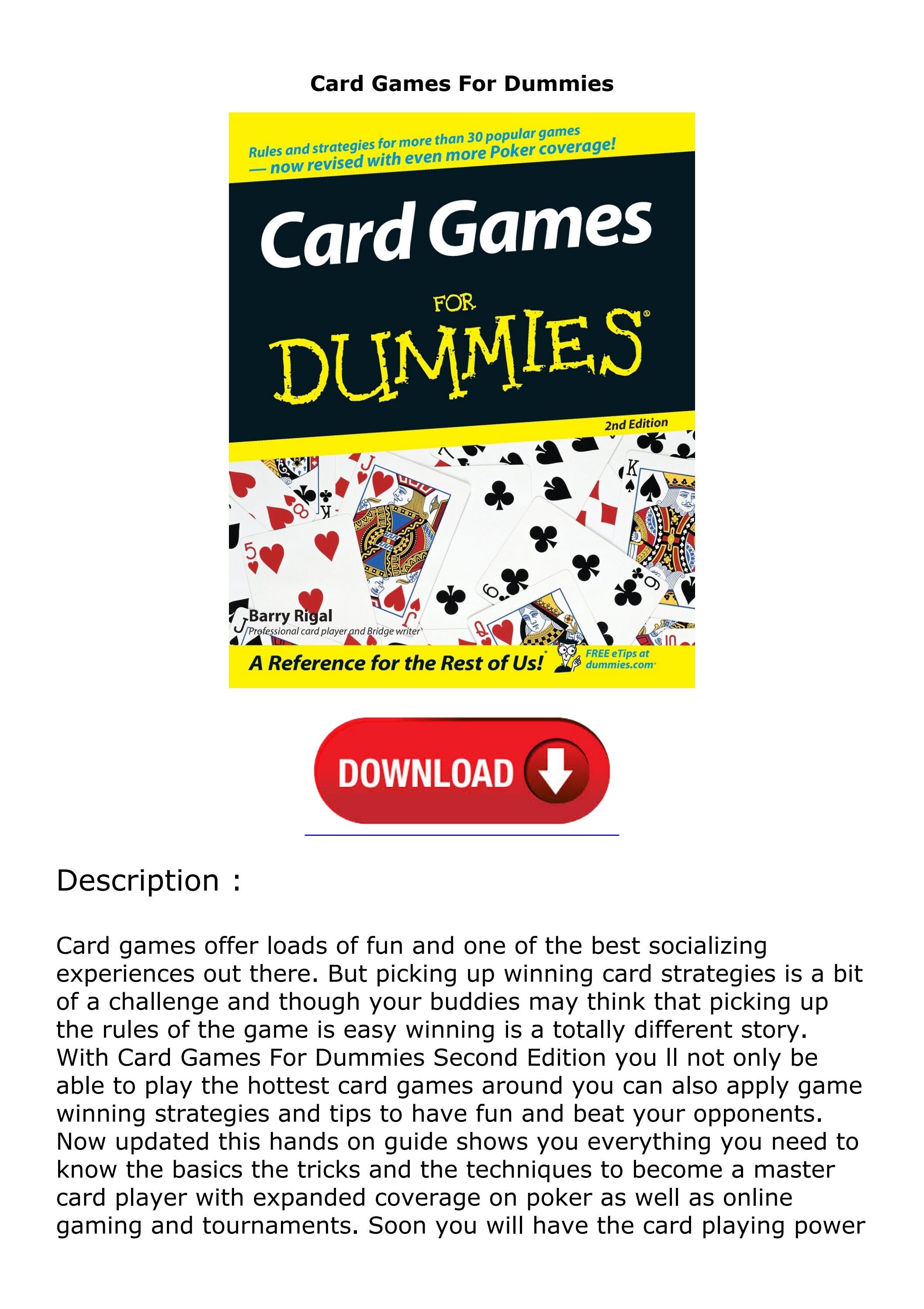 Download⚡(PDF) Card Games For Dummies by mckenzieopeeyoder Issuu
