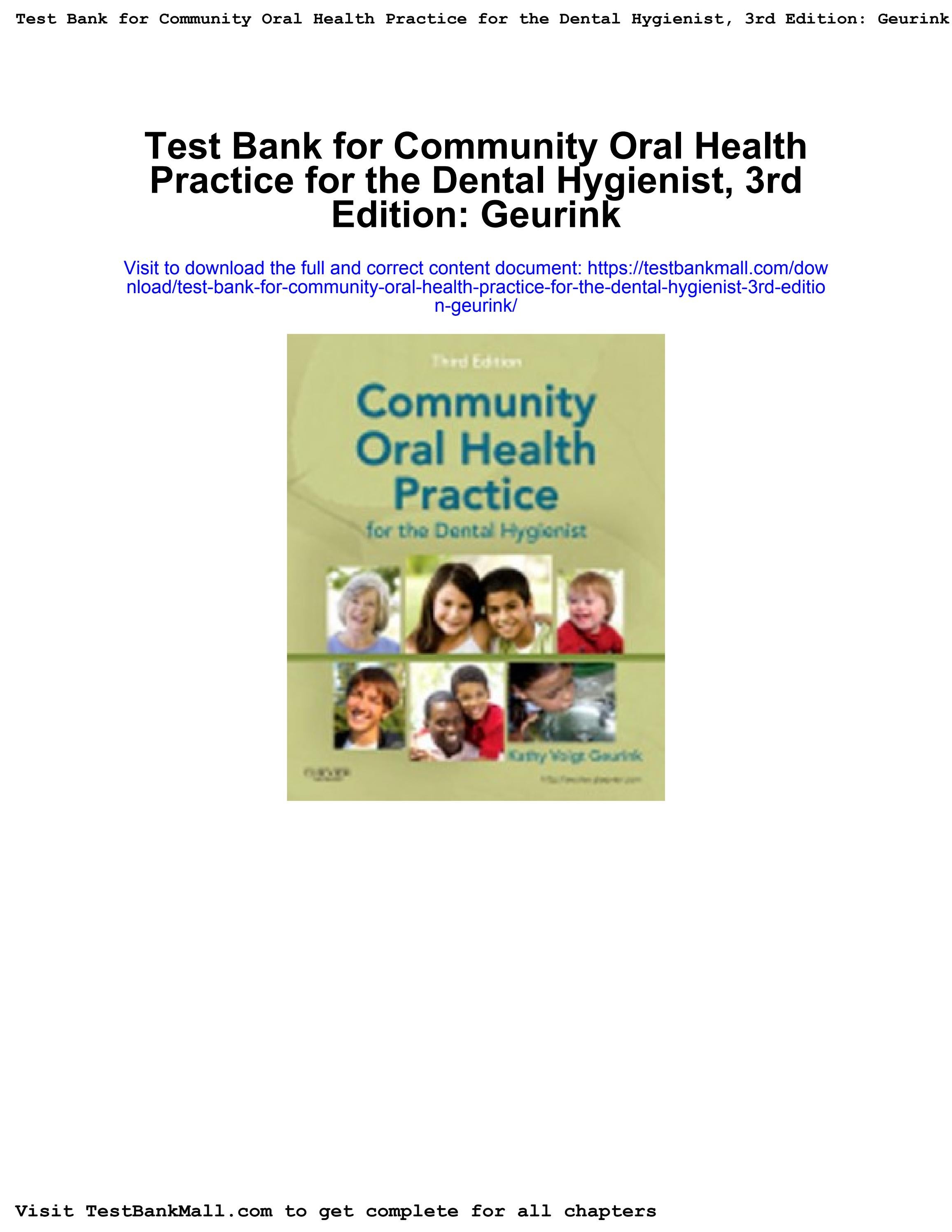 Test bank for community oral health practice for the dental hygienist