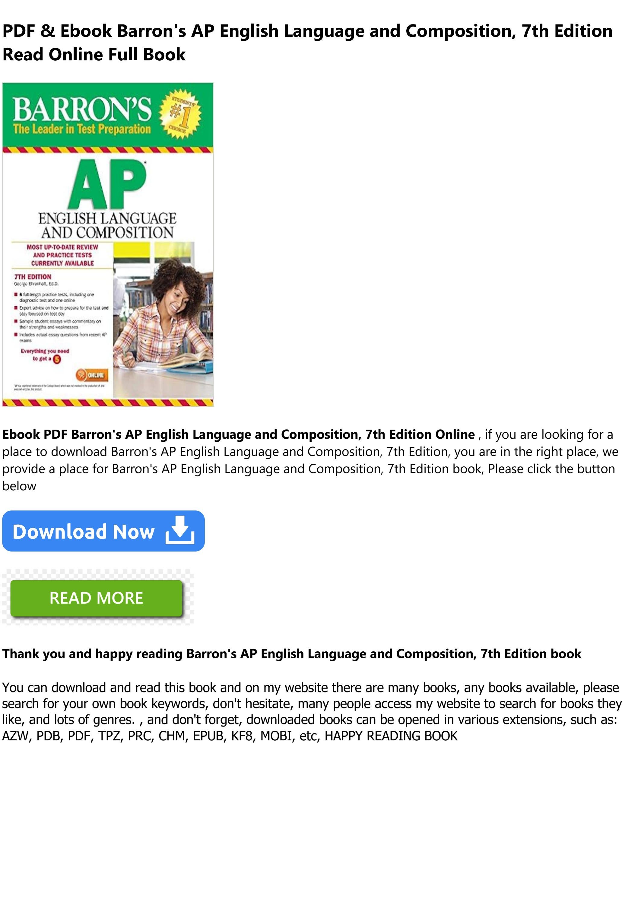 !PDF *EPub Barron's AP English Language and Composition, 7th Edition