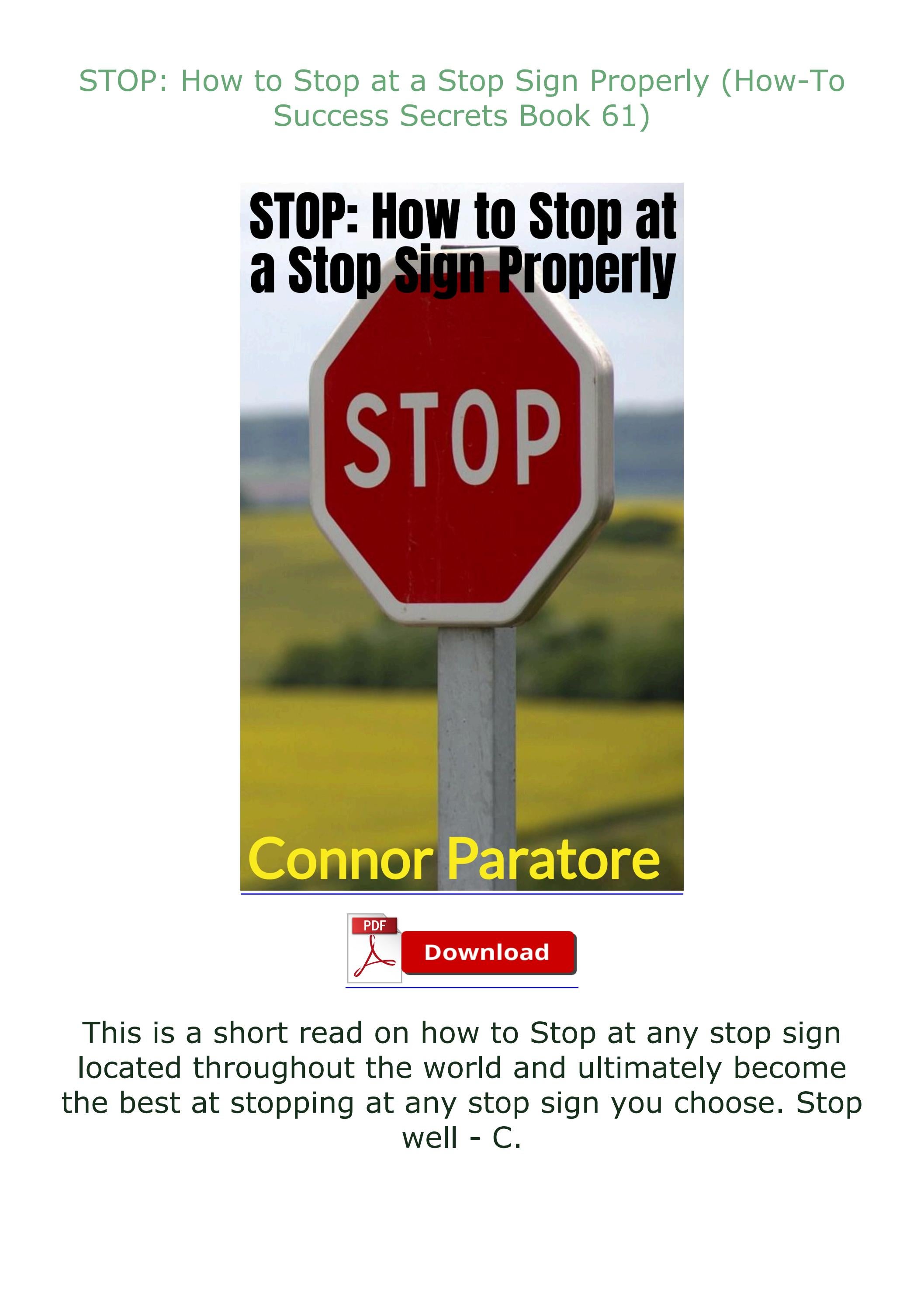 (⚡PDF⚡) READ STOP How to Stop at a Stop Sign Properly (HowTo Success