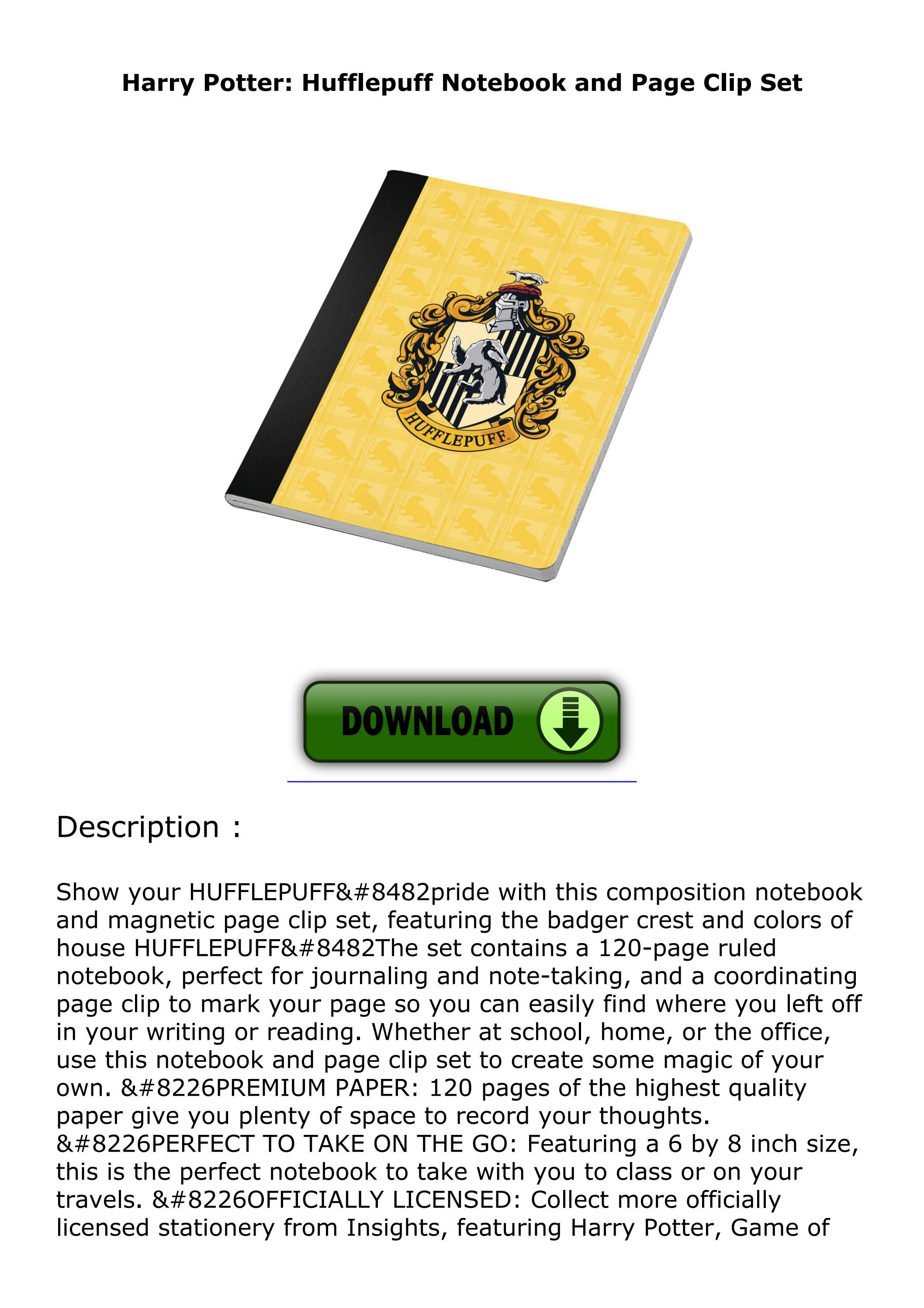 get ️[PDF] Download⚡️ Harry Potter: Hufflepuff Pocket Notebook ...
