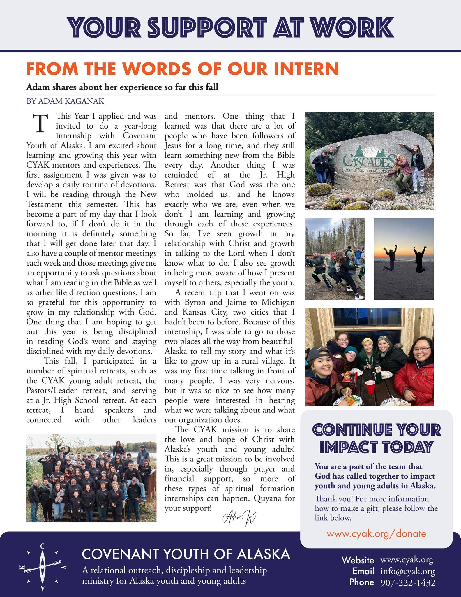 From the words of our Intern by Alaska Conference Publications - Issuu