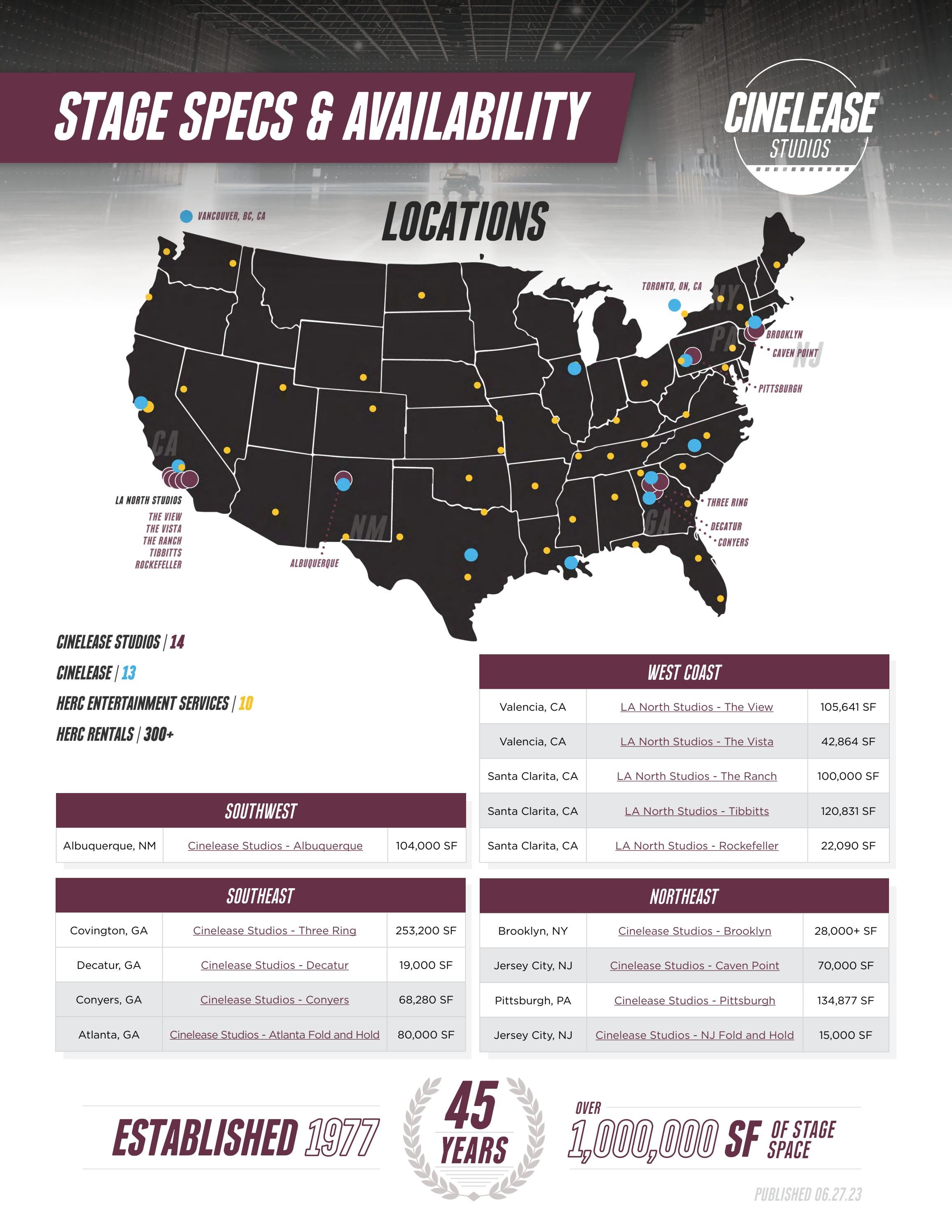 Cinelease Studios Stage Specs and Availability by CineleaseStudios