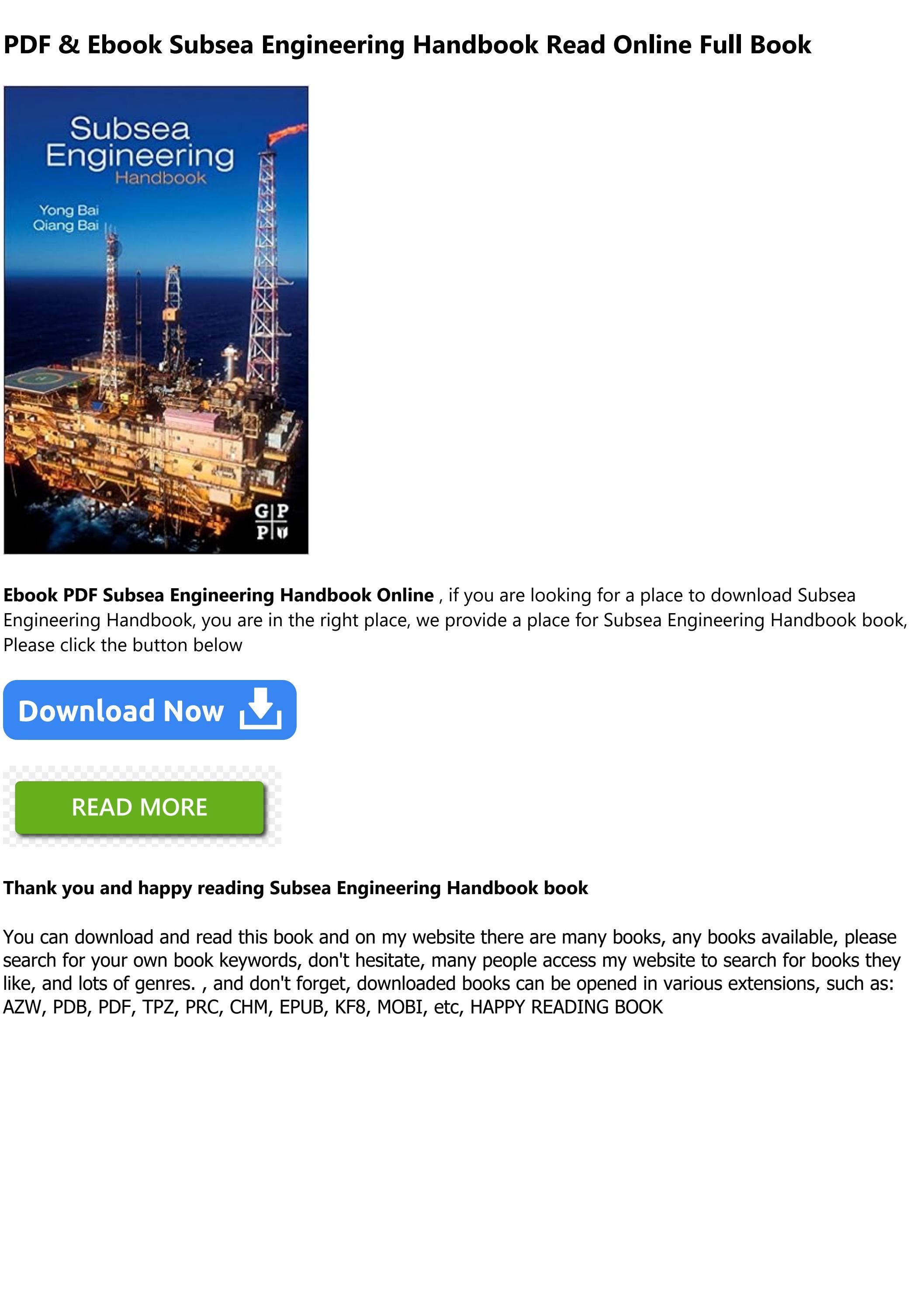 Free Download Subsea Engineering Handbook Full Pages by