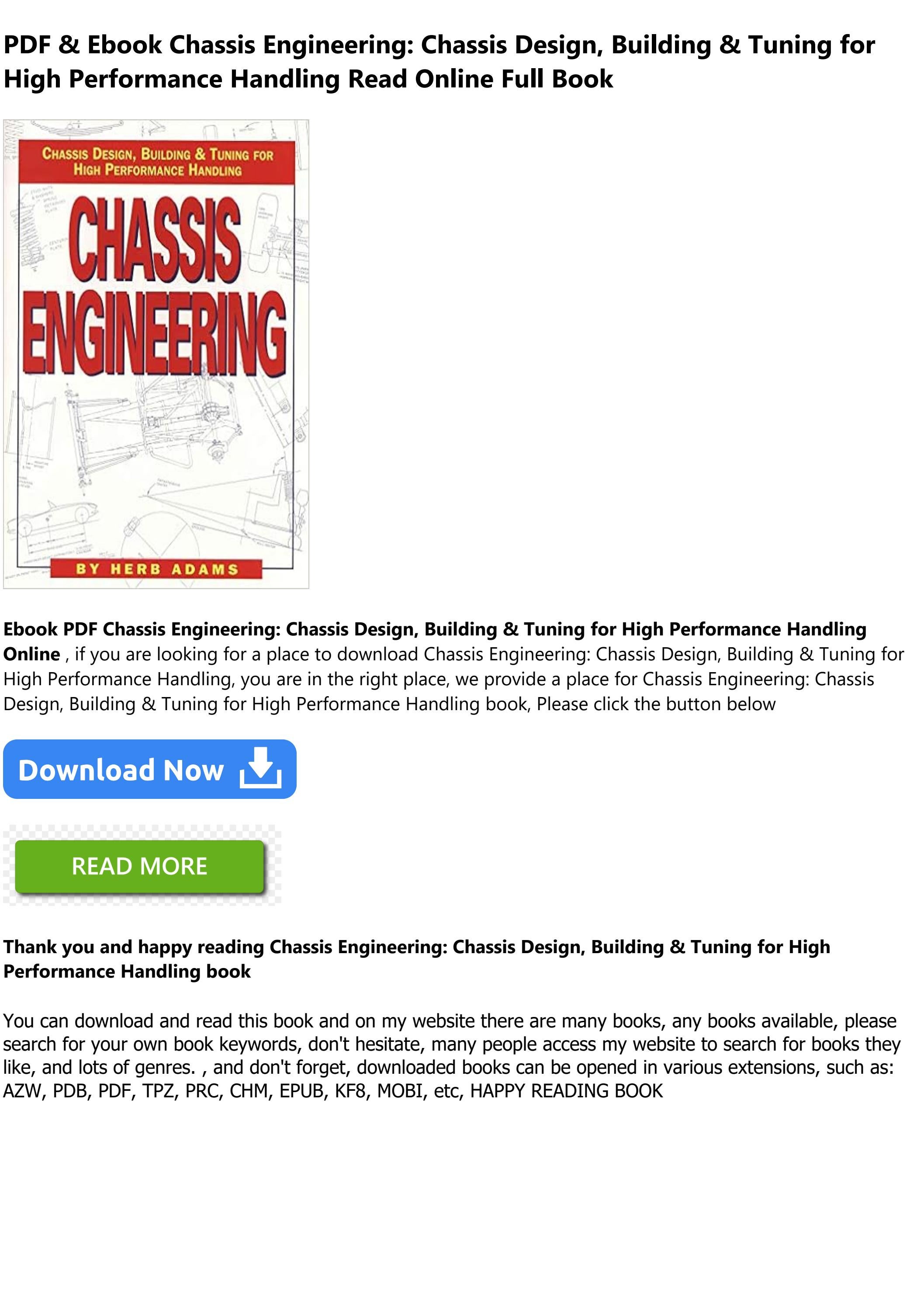 [DOWNLOAD PDF] Chassis Engineering Chassis Design, Building & Tuning