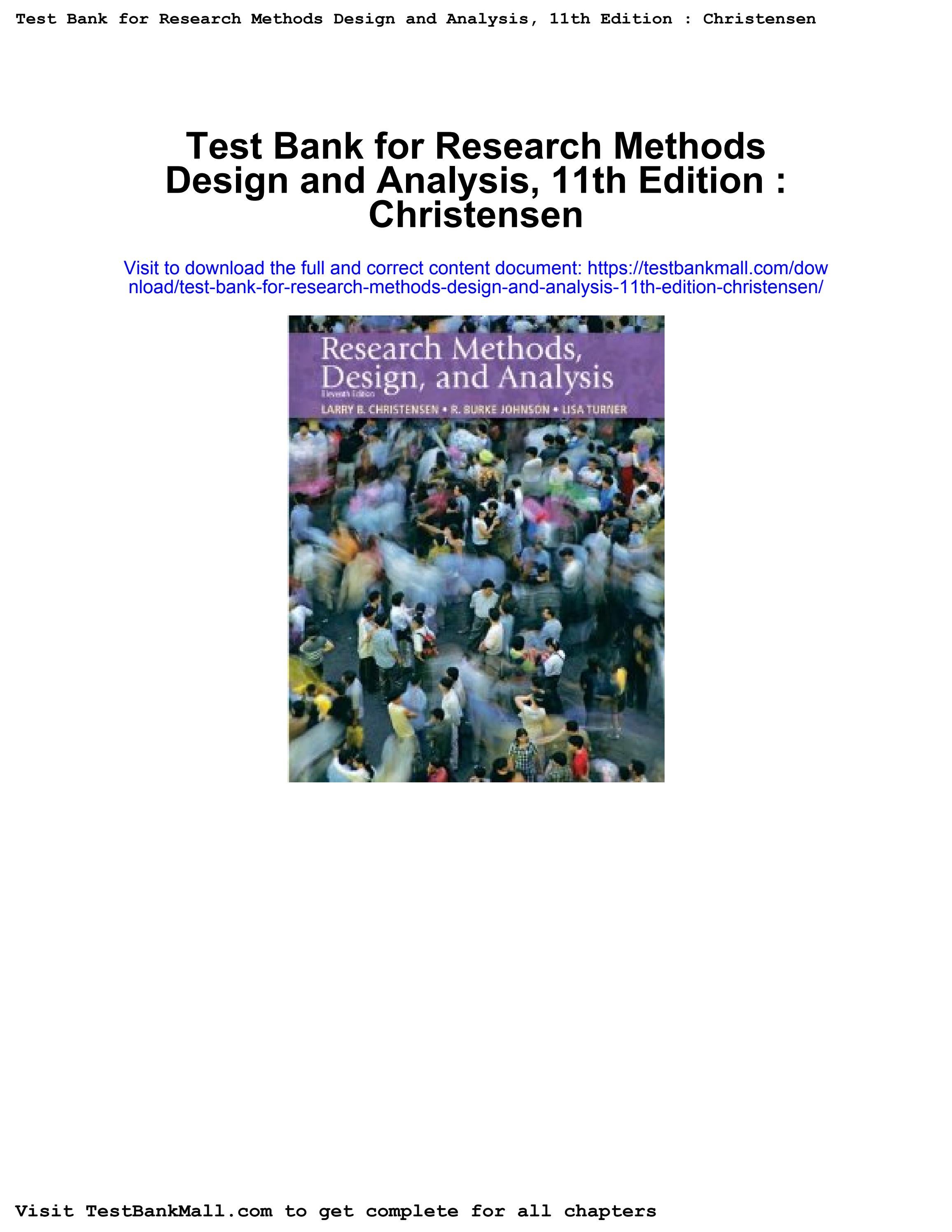 Test bank for research methods design and analysis 11th edition