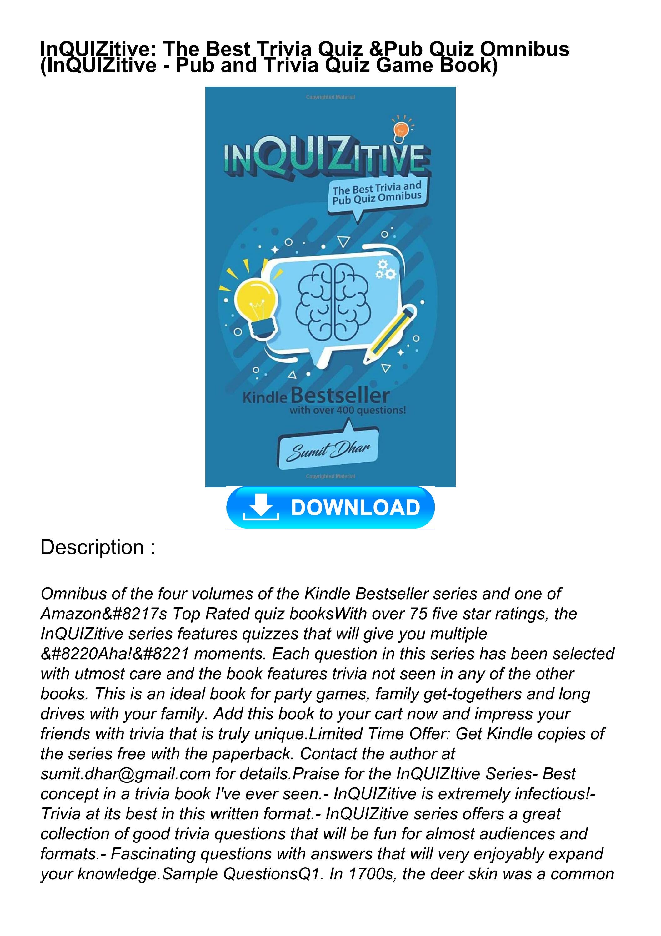 PDF InQUIZitive The Best Trivia Quiz & Pub Quiz Omnibus (InQUIZitive