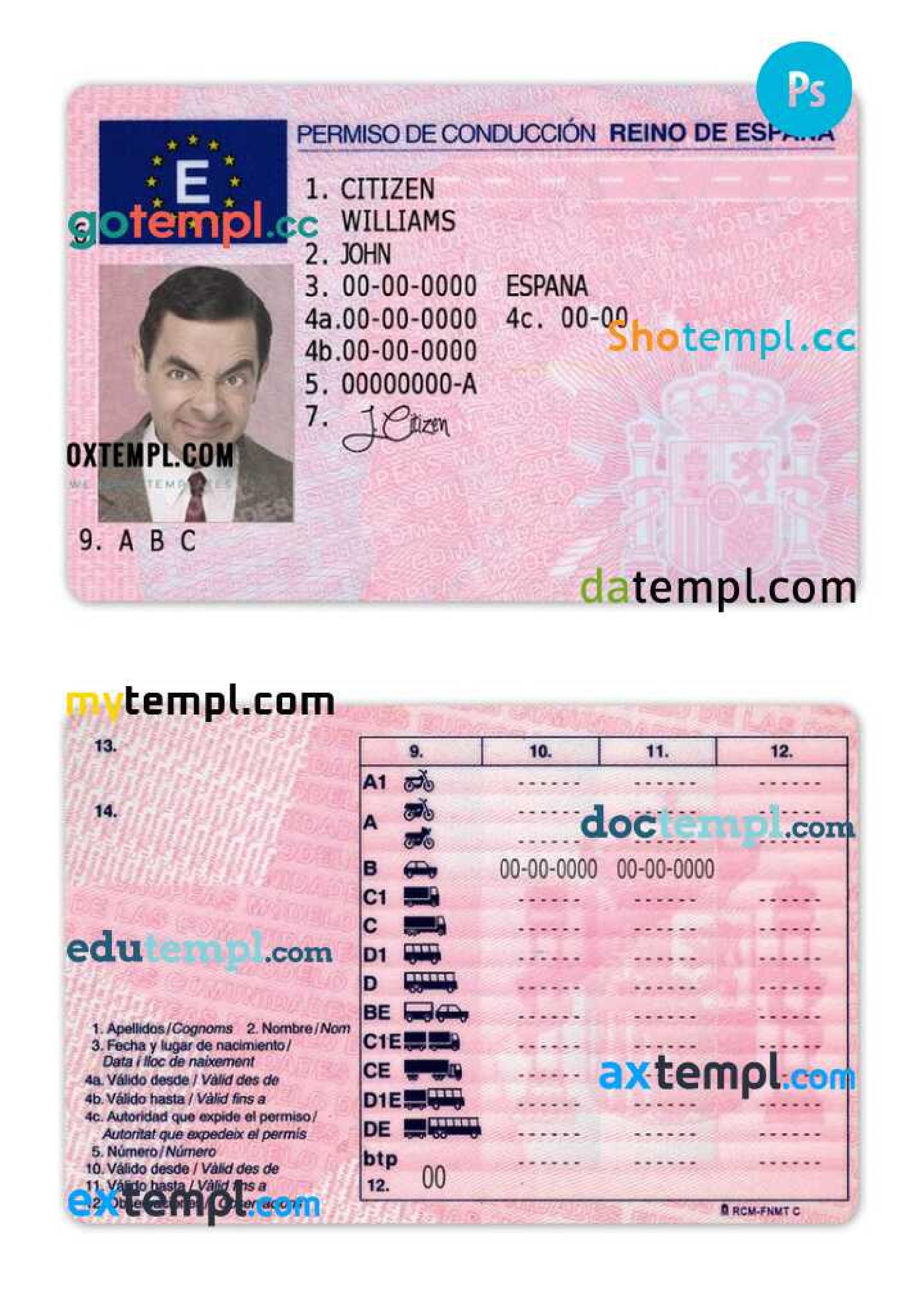 Spain driving license template in PSD format by intemplisstore Issuu