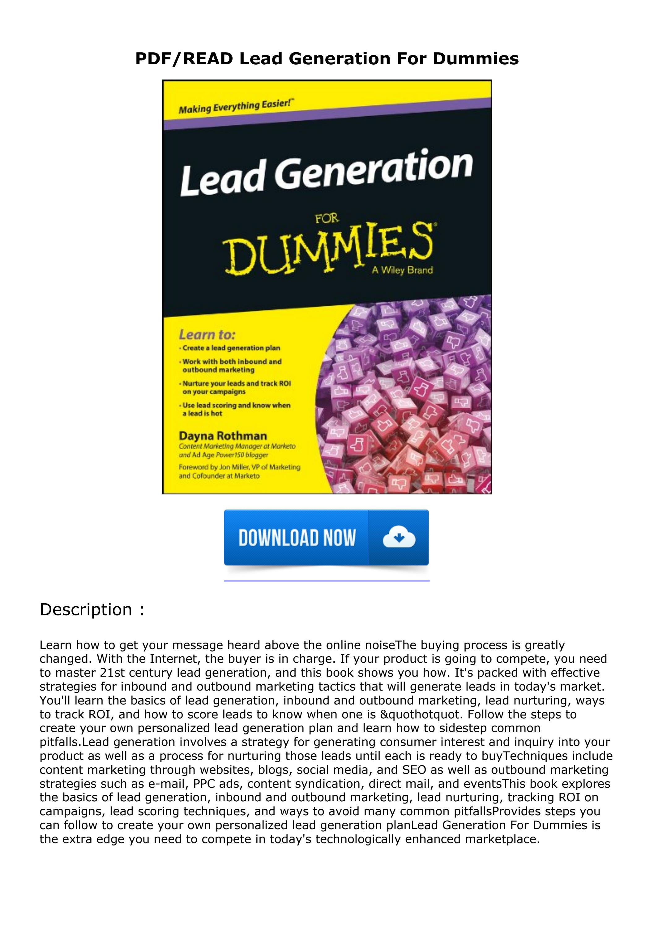 PDF/ Read Lead Generation For Dummies by erinrobertsonase Issuu
