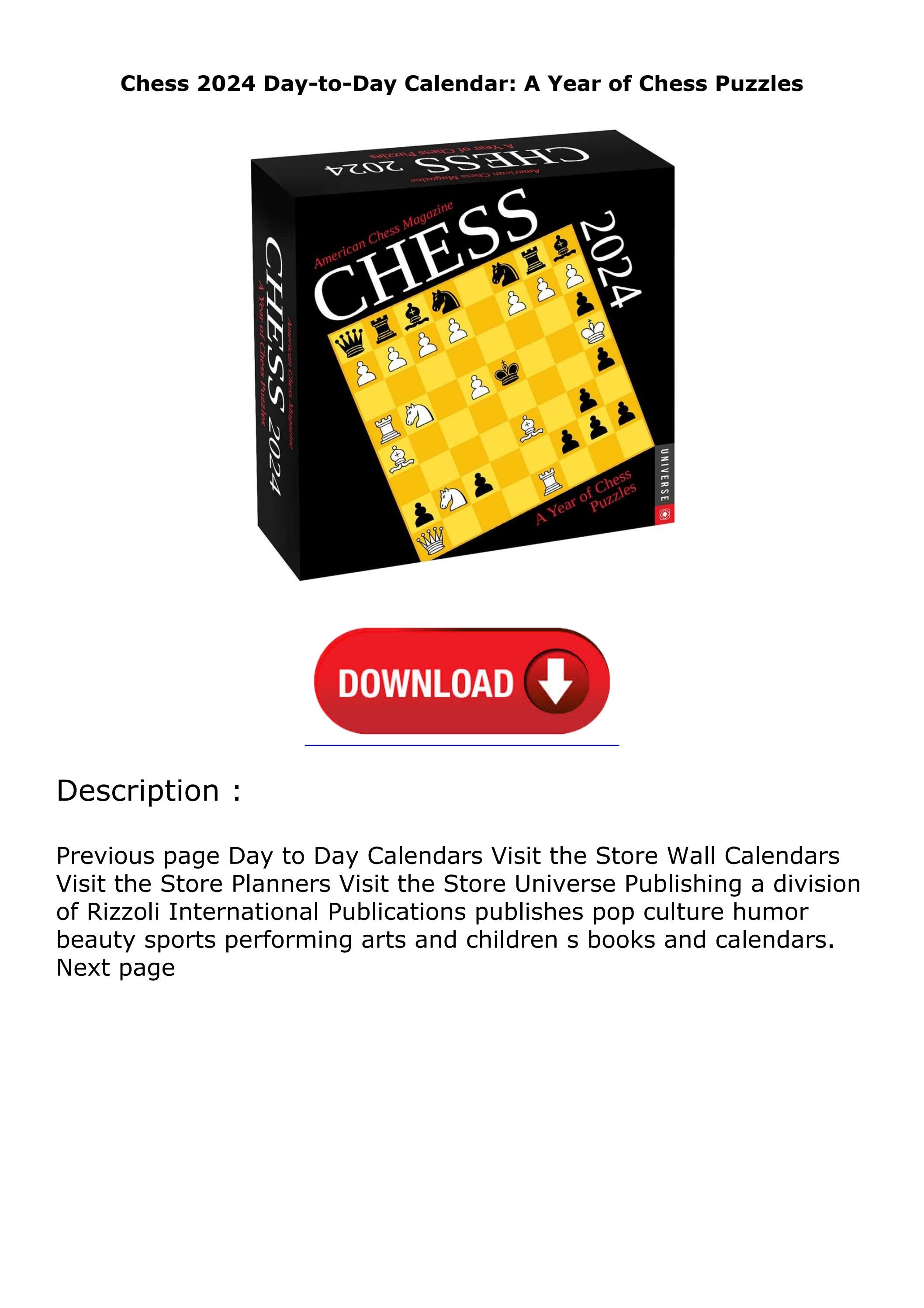 Download⚡(PDF) Chess 2024 DaytoDay Calendar A Year of Chess Puzzles