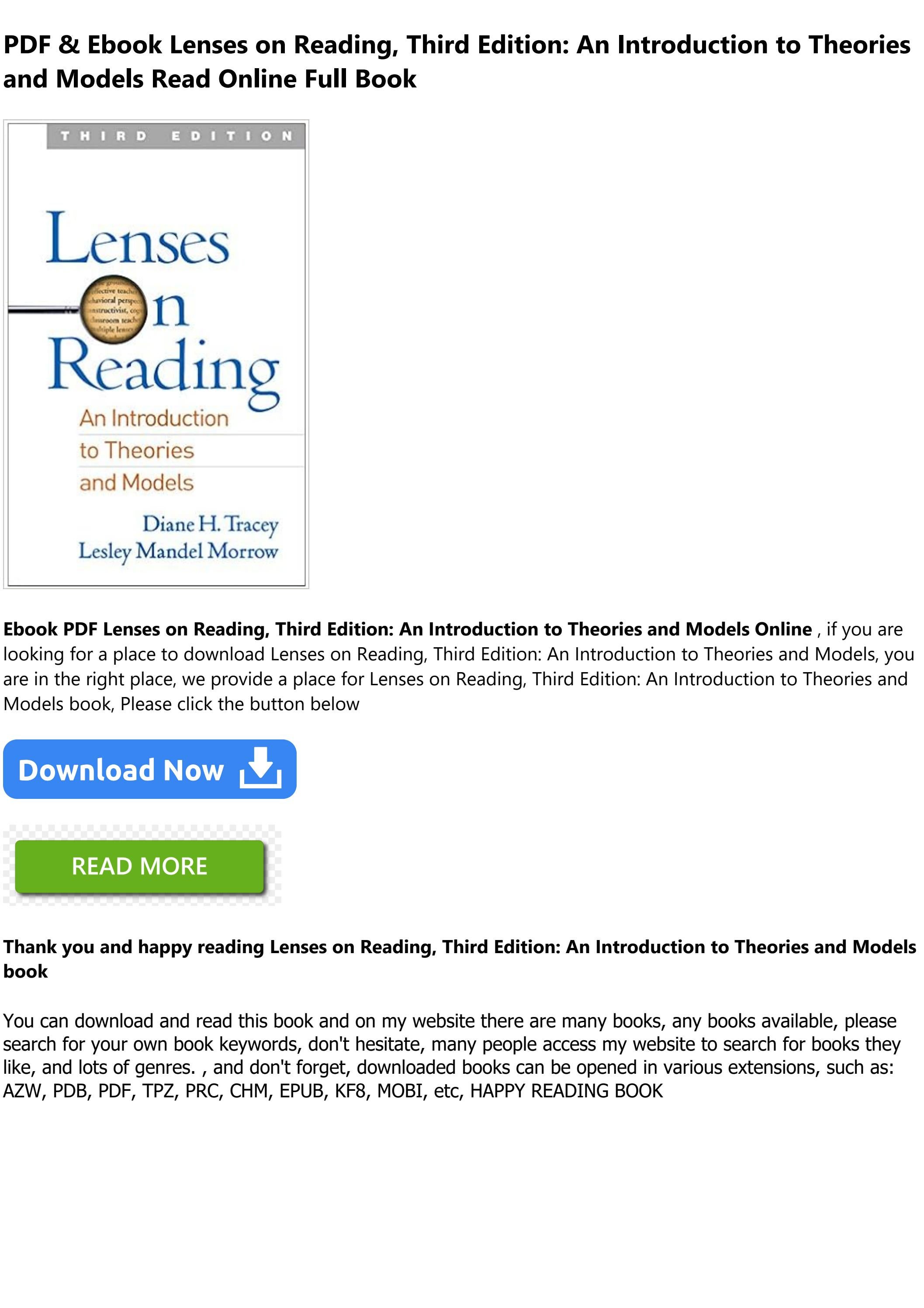 [FREE] [DOWNLOAD] Lenses on Reading, Third Edition An Introduction to
