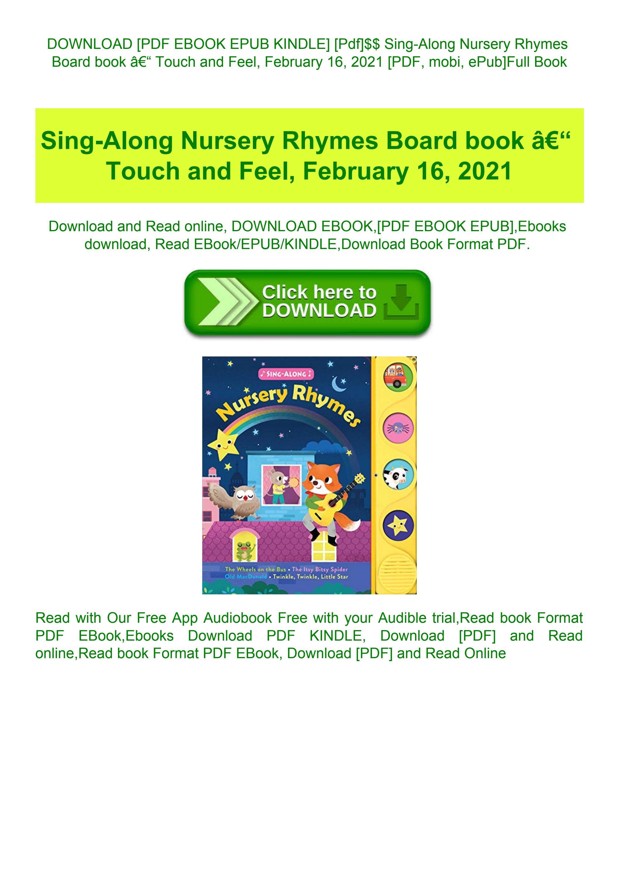 [Pdf]$$ Sing-Along Nursery Rhymes Board book Ã¢Â€Â“ Touch and Feel ...