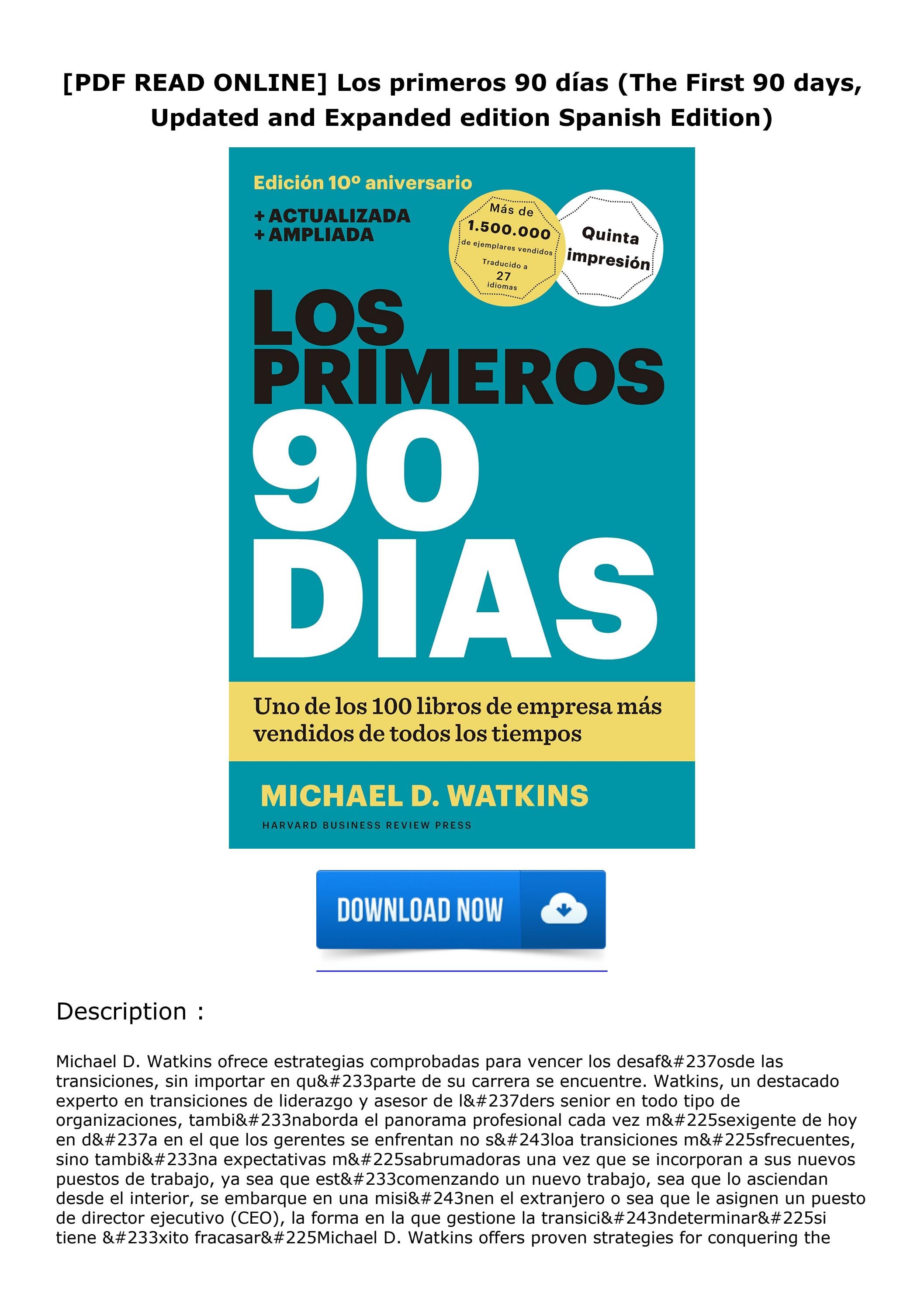 [PDF Read ONLINE] Los primeros 90 días (The First 90 days, Updated and ...
