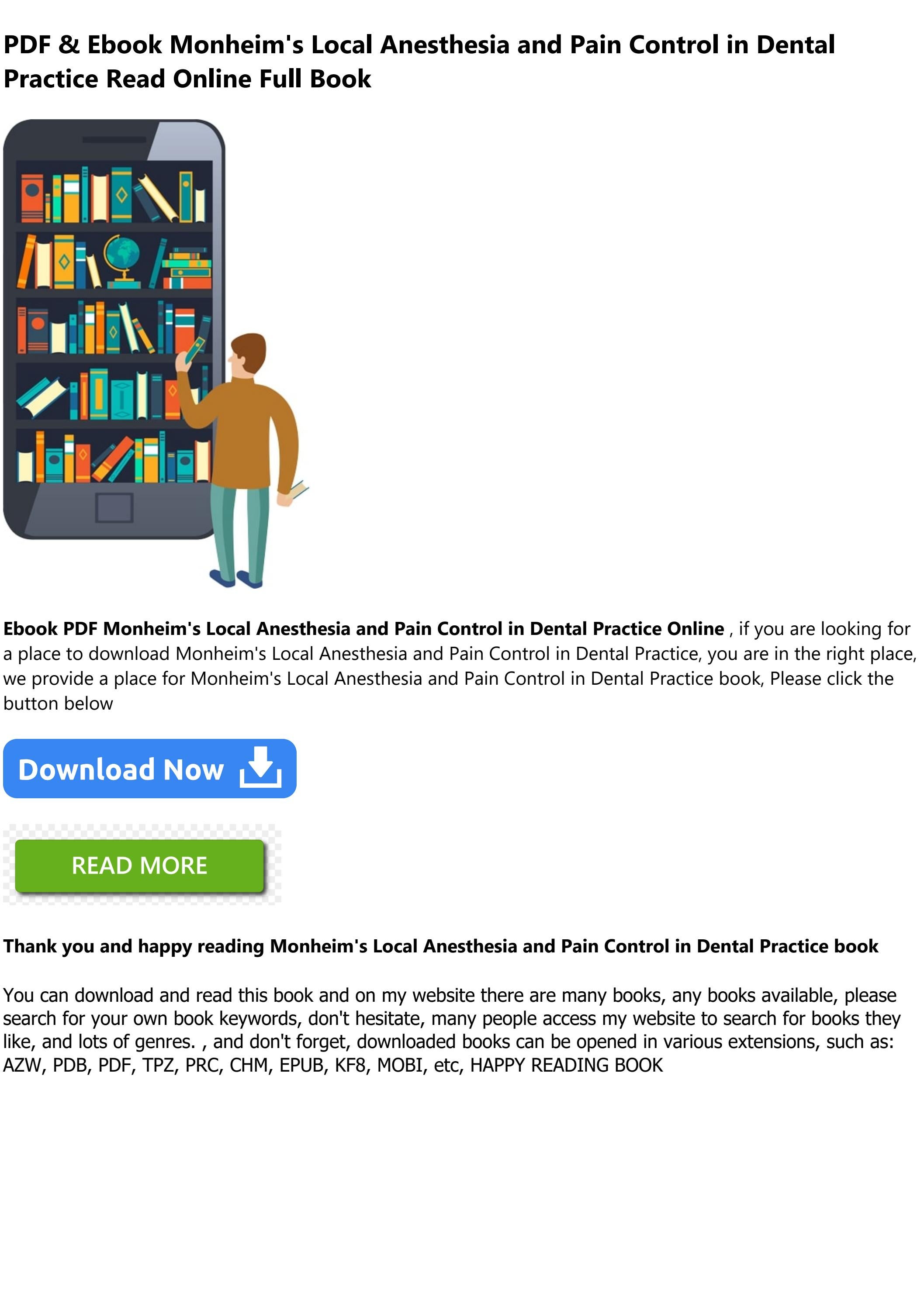 [PDF mobi ePub] Monheim's Local Anesthesia and Pain Control in Dental