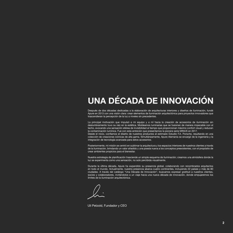 apurelighting 灯饰目录 · APURE 建筑 灯饰 : UNA DÉCADA 德文 INNOVACIÓN 第 3 页