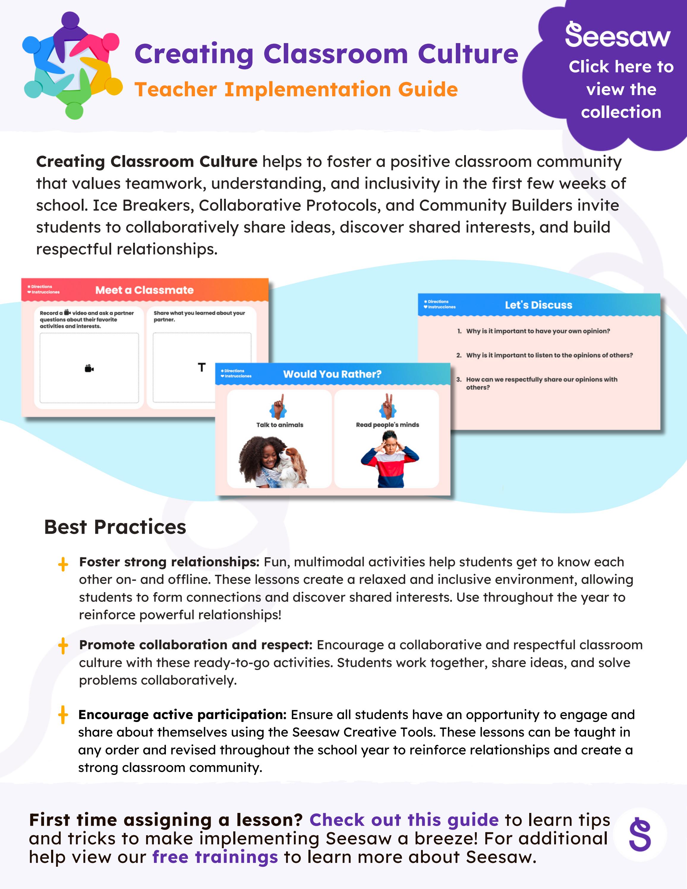 Creating Classroom Culture Implementation Guide by seesawlearning Issuu