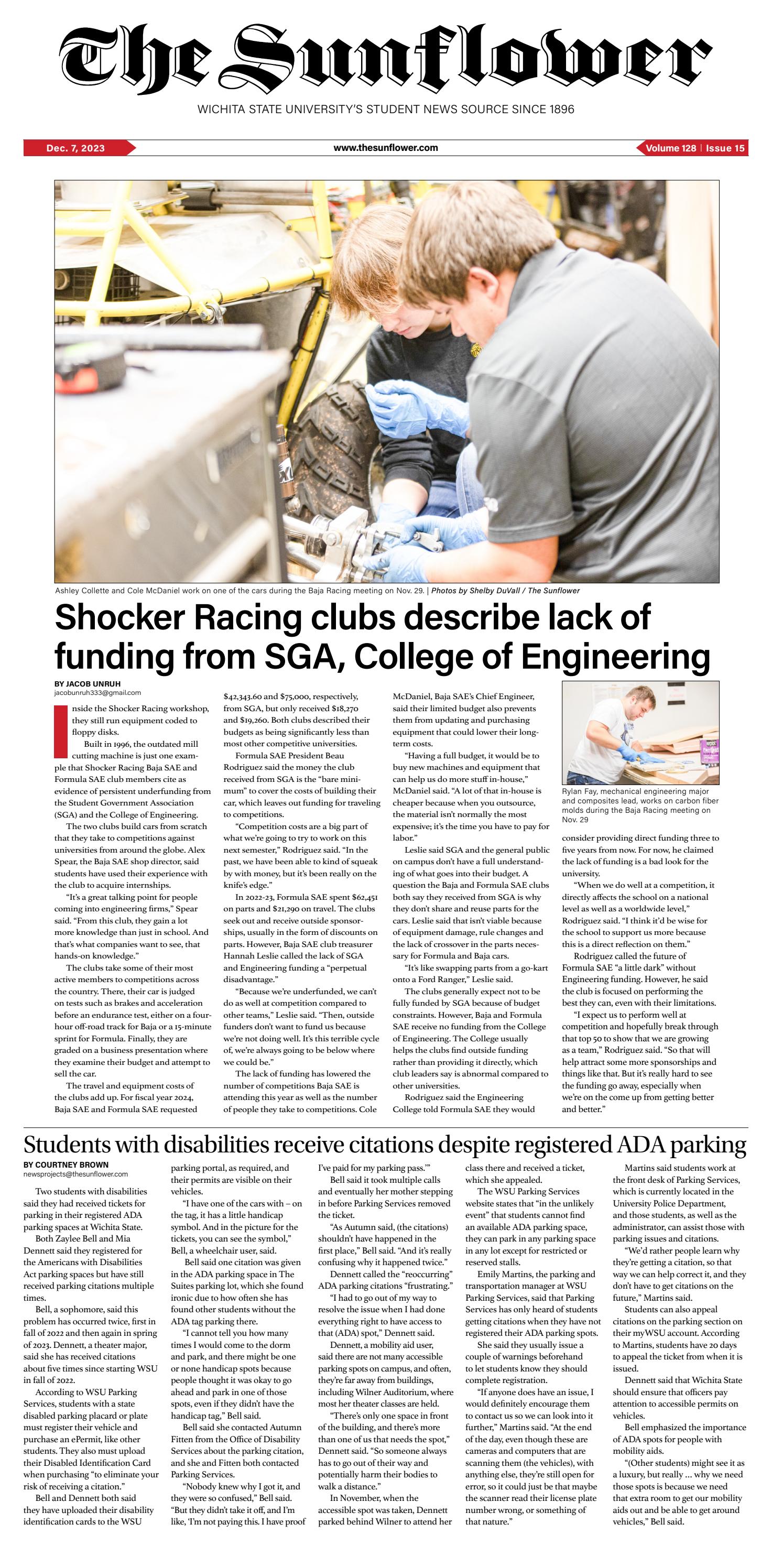 The Sunflower v. 128 i. 15 (December 7, 2023) by The Sunflower Newspaper Issuu