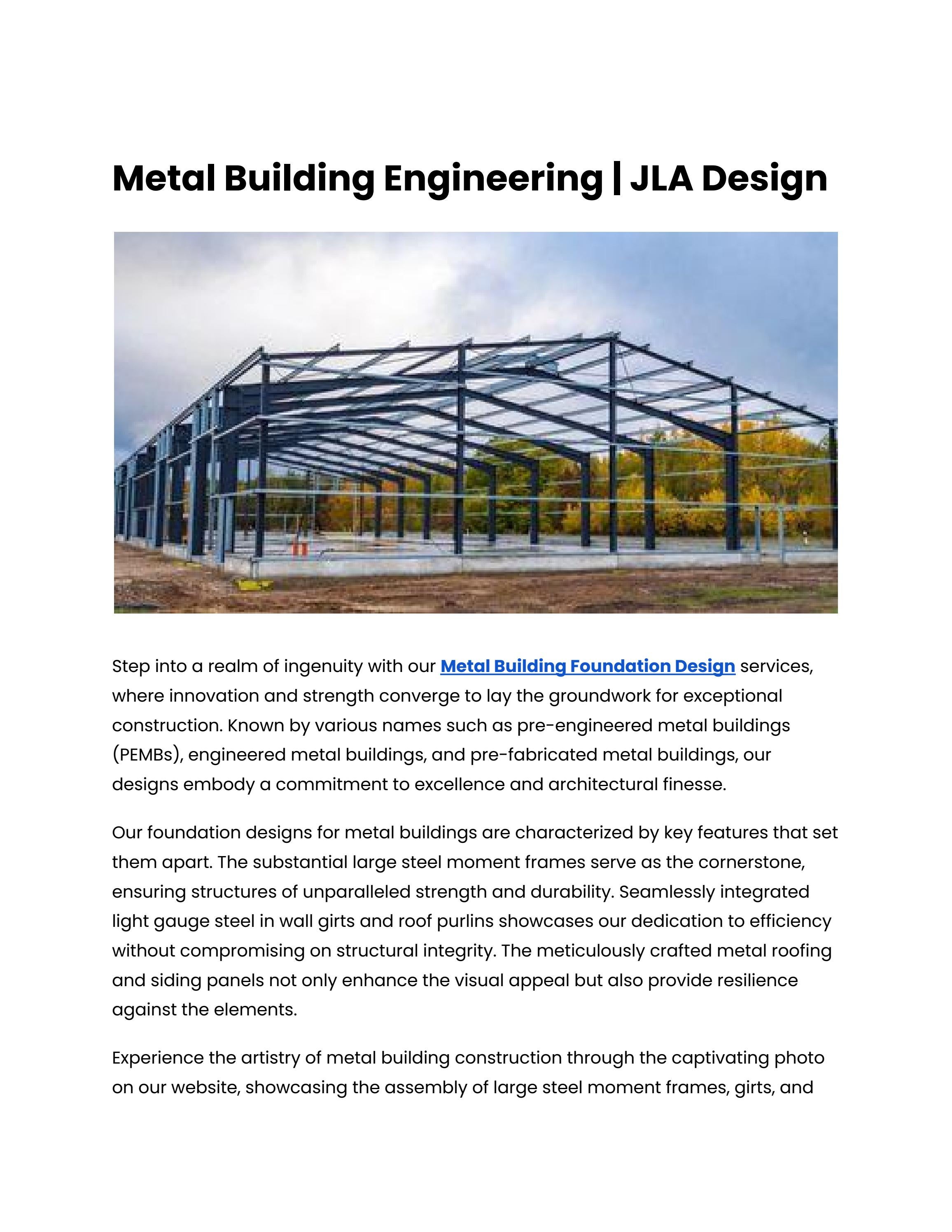 Metal Building Engineering JLA Design by jlametalbuilding Issuu
