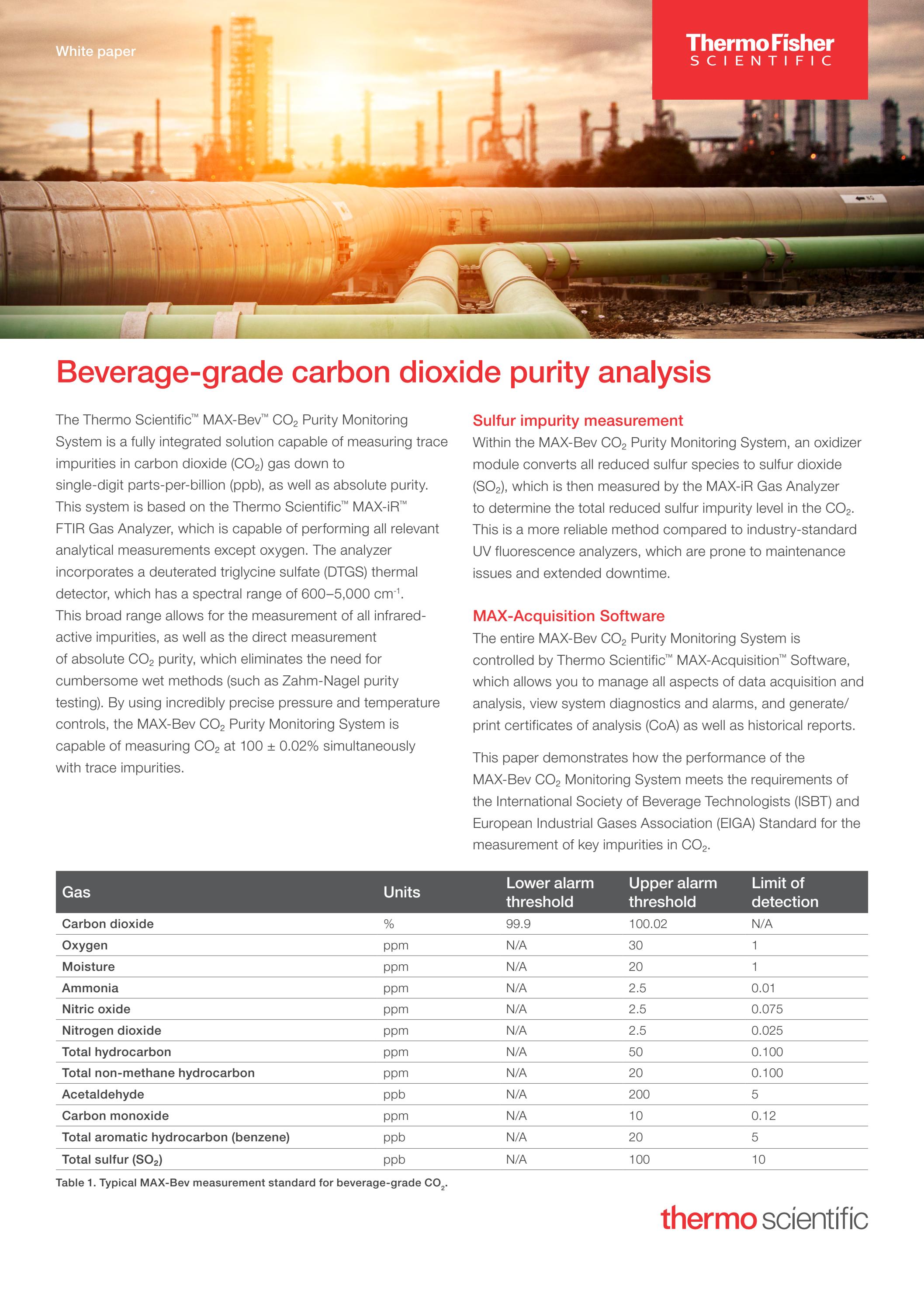 Thermofisher White Paper Beverage Grade Carbon Dioxide by Beverage