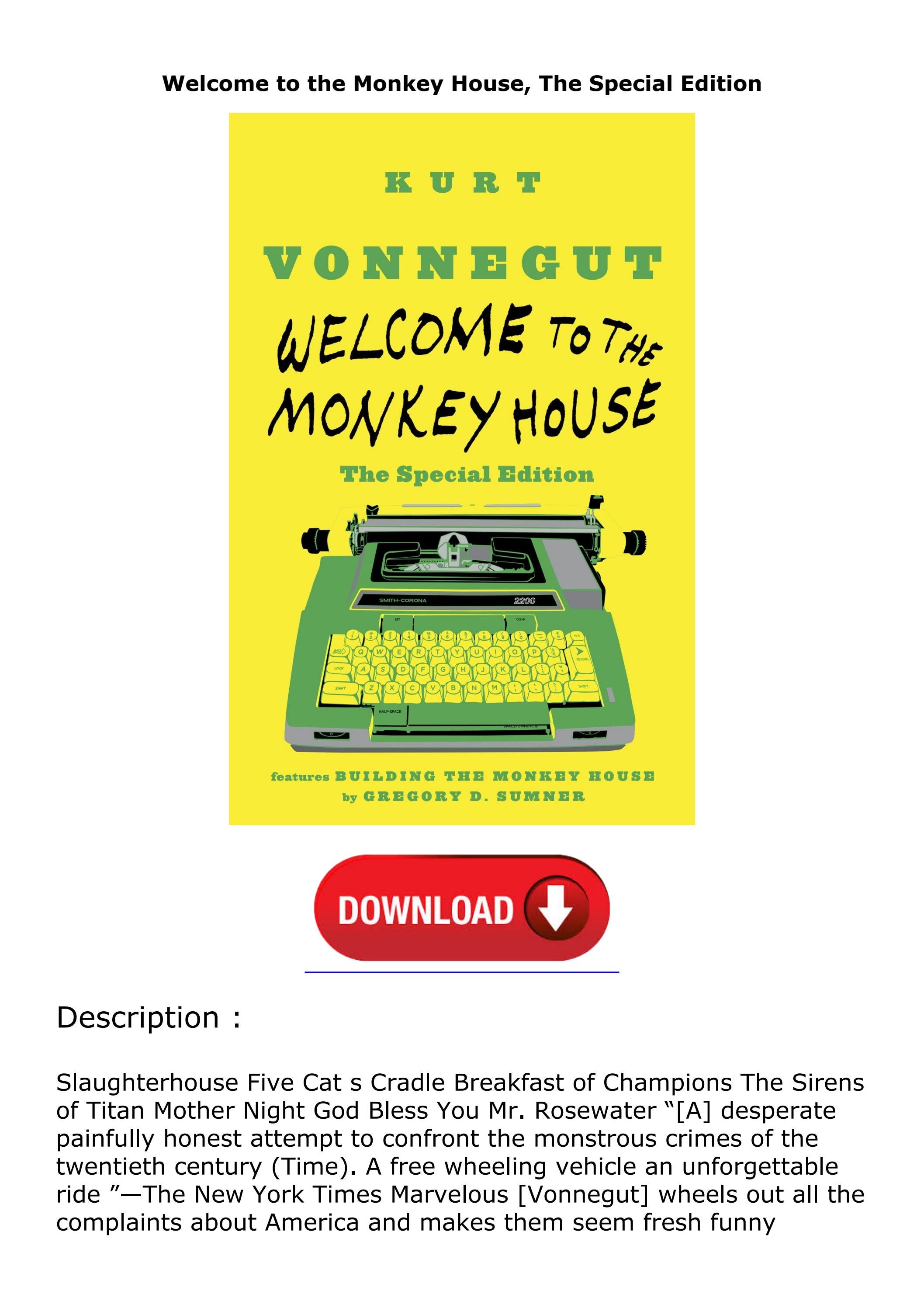 Welcome To The Monkey House Dark Web PDF Download Welcome to the Monkey House, The Special Edition by