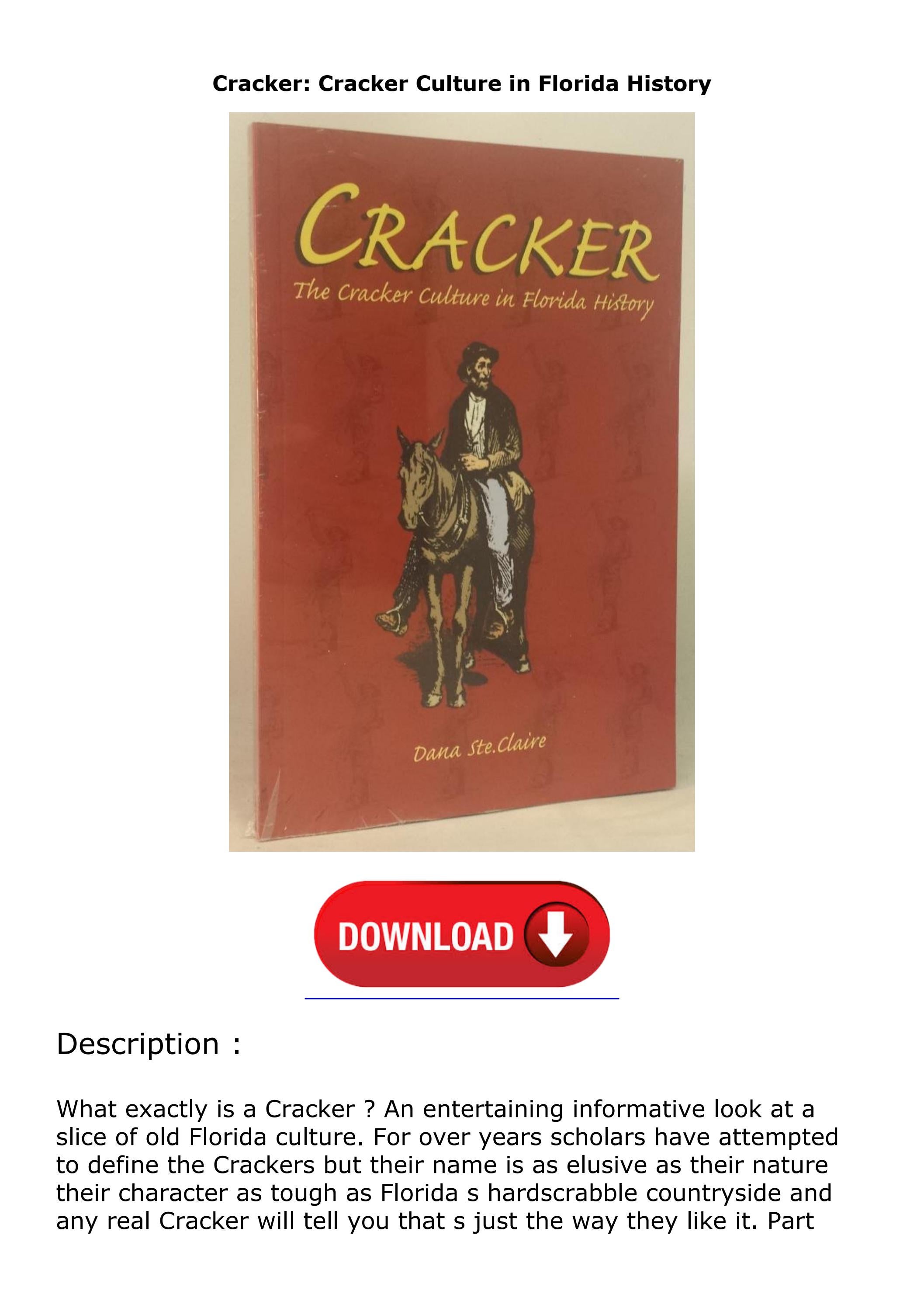 Download⚡ Cracker Cracker Culture in Florida History by