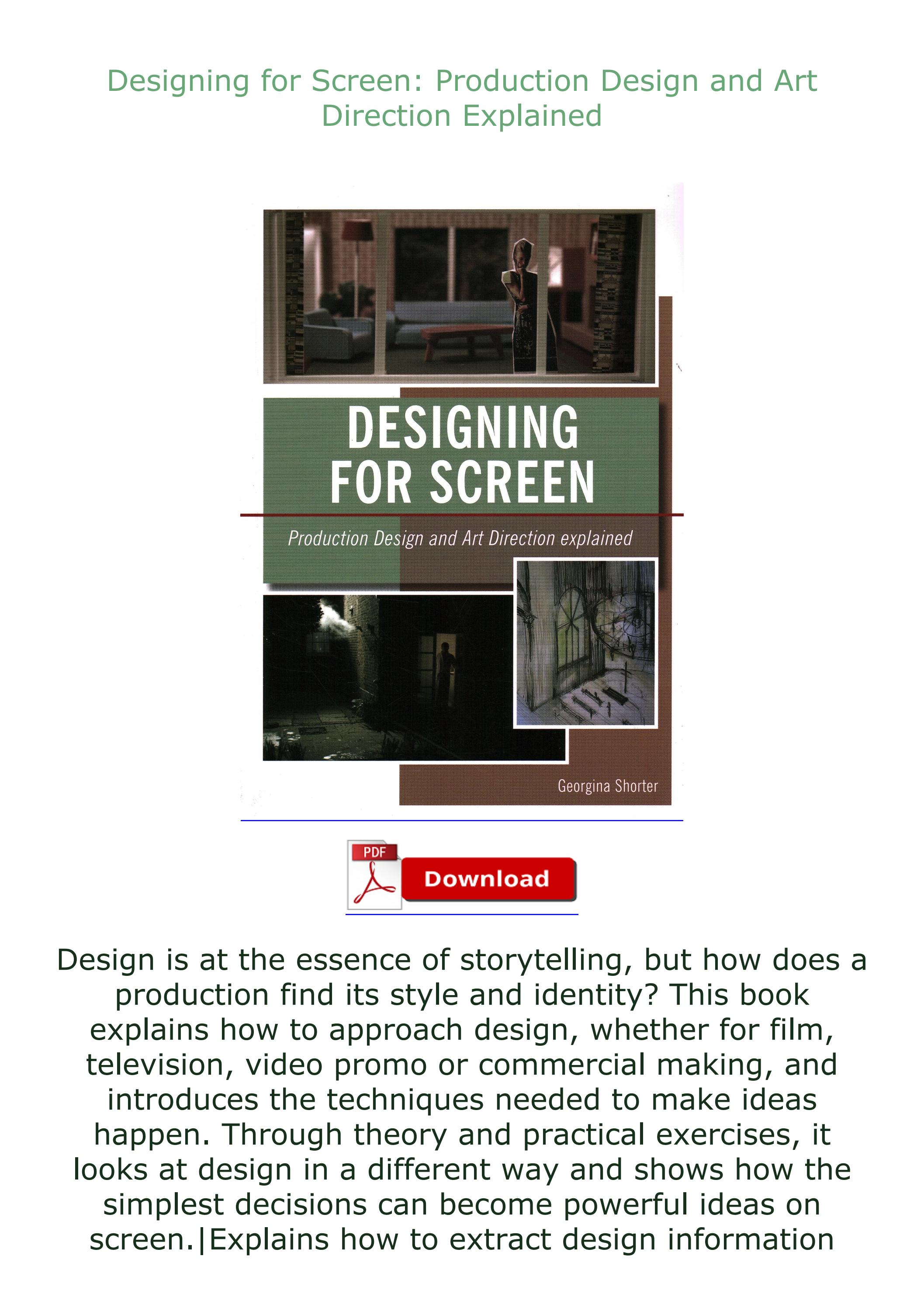 [ PDF] ⚡DOWNLOAD⚡ Designing for Screen Production Design and Art Direction Explained by