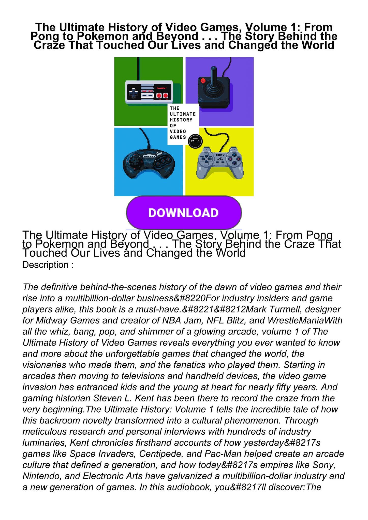 ⚡[DOWNLOAD]⚡PDF The Ultimate History of Video Games, Volume 1: From ...