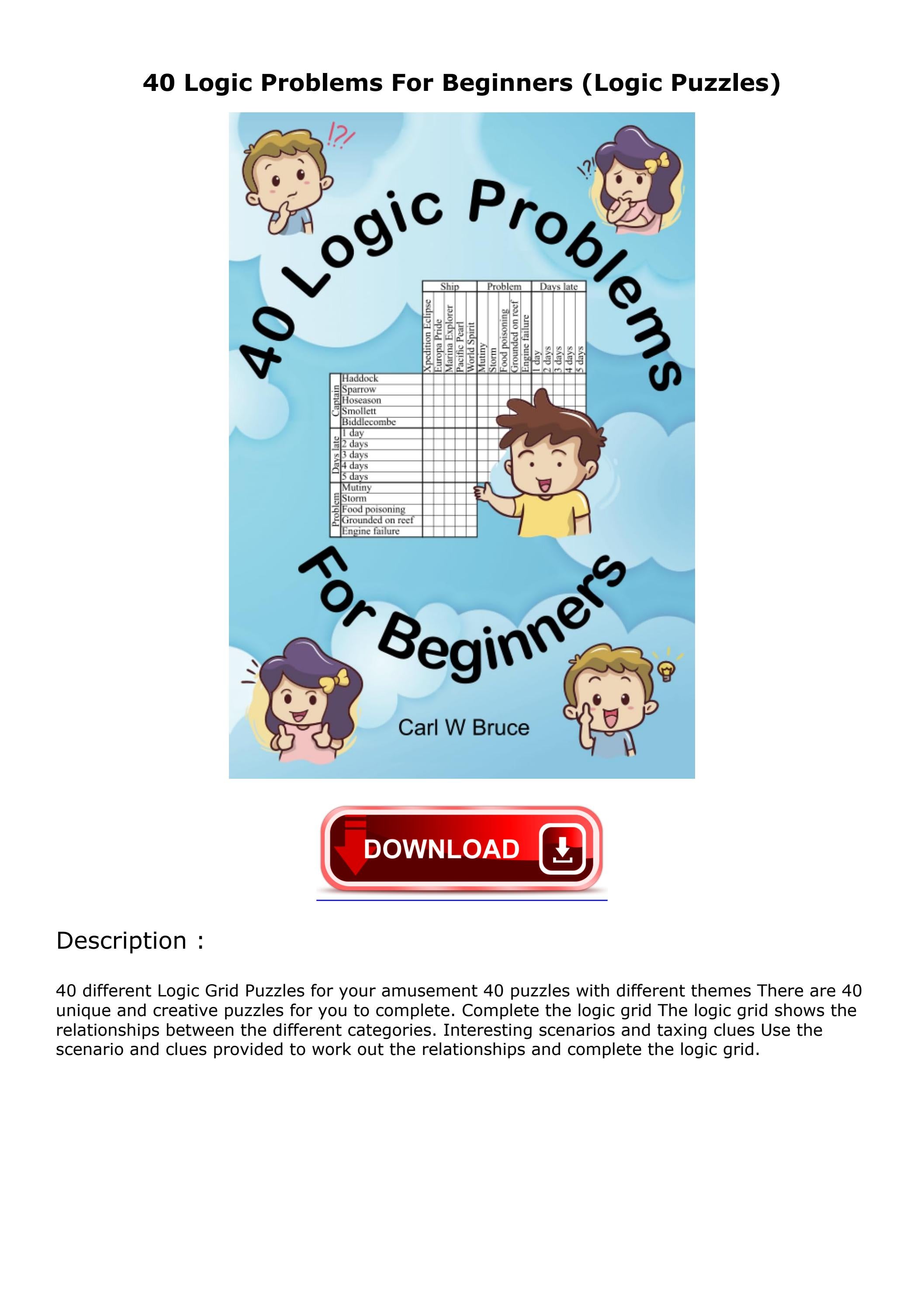 PDF/READ 40 Logic Problems For Beginners (Logic Puzzles) bestseller by ...