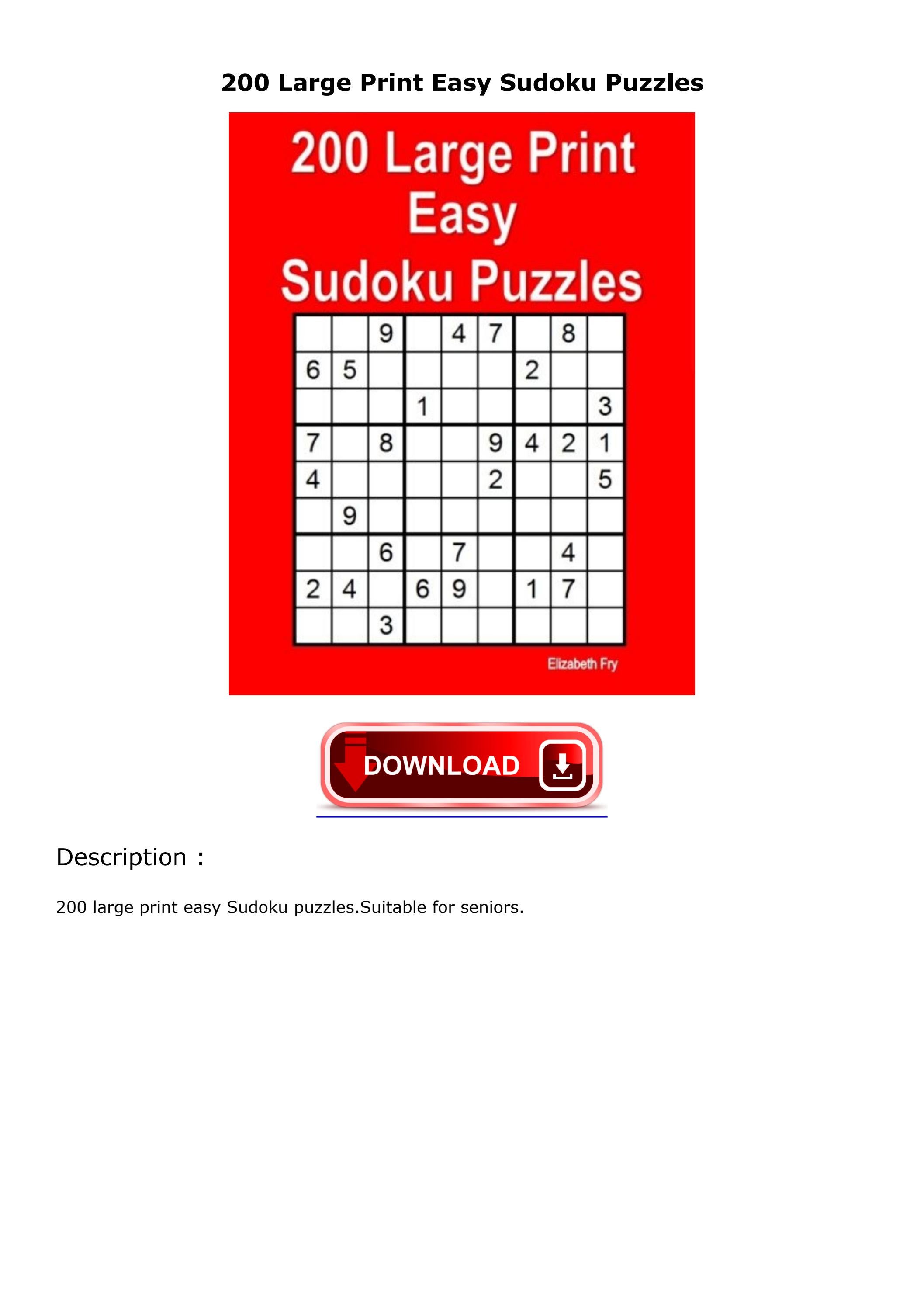 READ [PDF] 200 Large Print Easy Sudoku Puzzles download by kitrossase ...