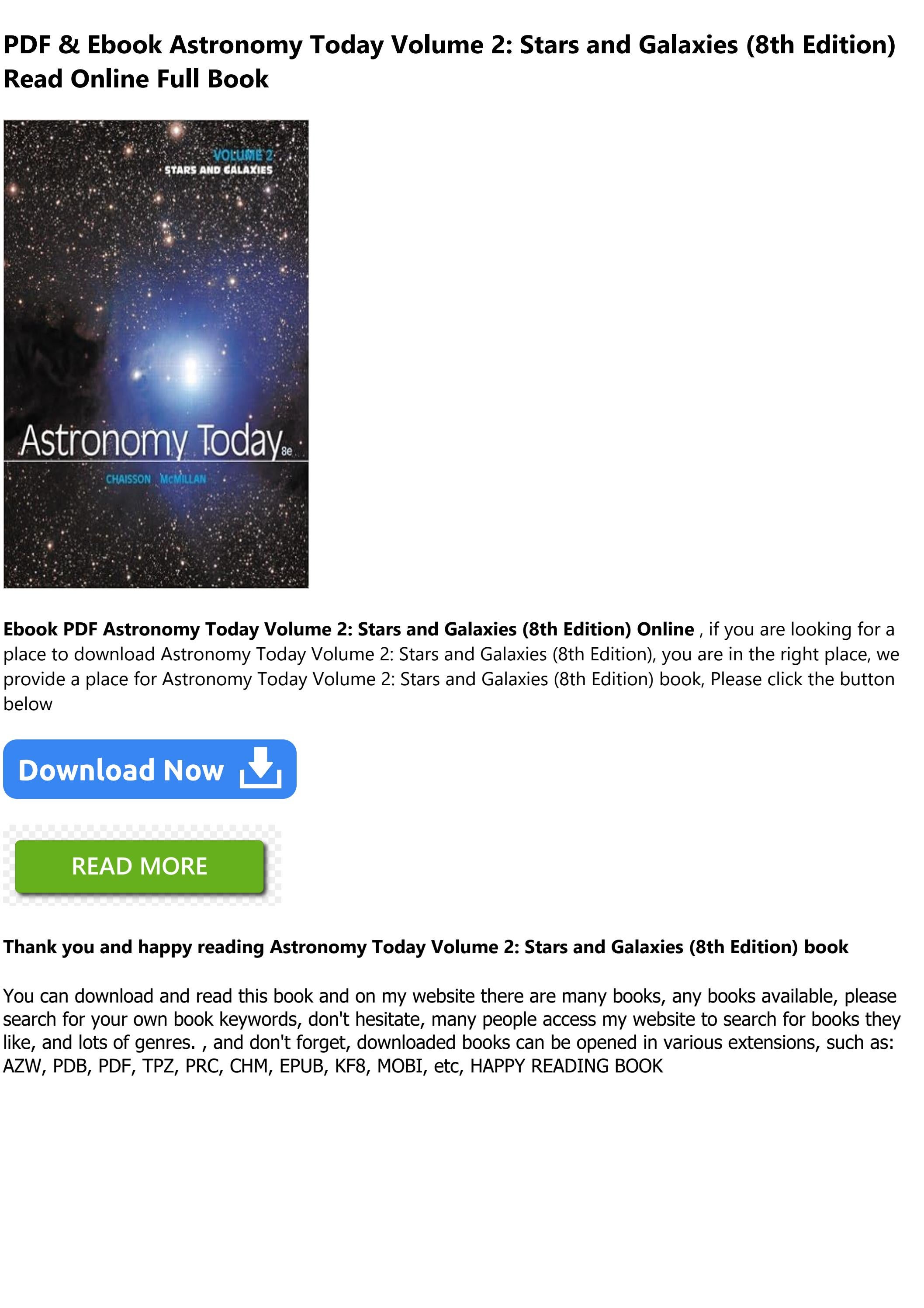 [DOWNLOAD -PDF-] Astronomy Today Volume 2: Stars and Galaxies (8th ...