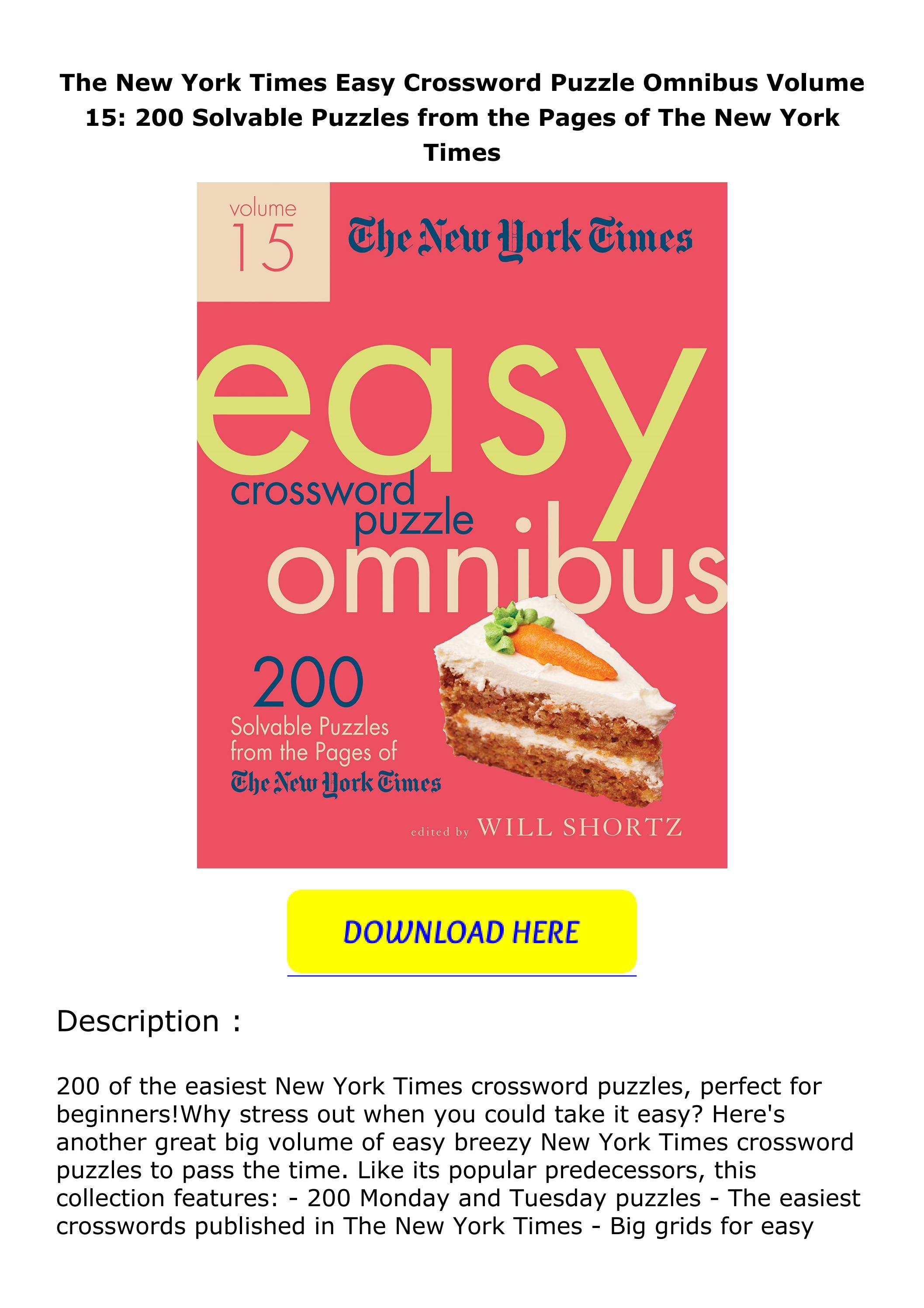 Pdf⚡️(read ️online) The New York Times Easy Crossword Puzzle Omnibus ...
